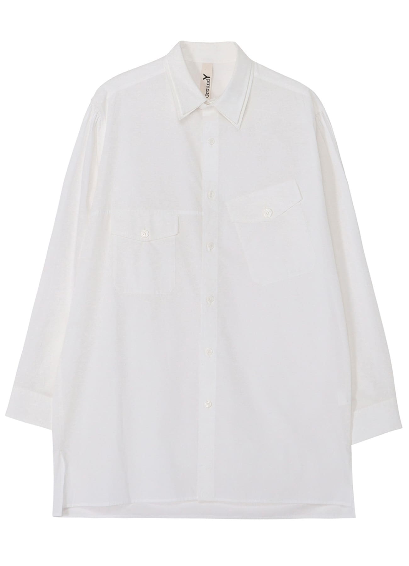 COTTON BROAD DOUBLE COLLAR SLANTED POCKET SHIRT
