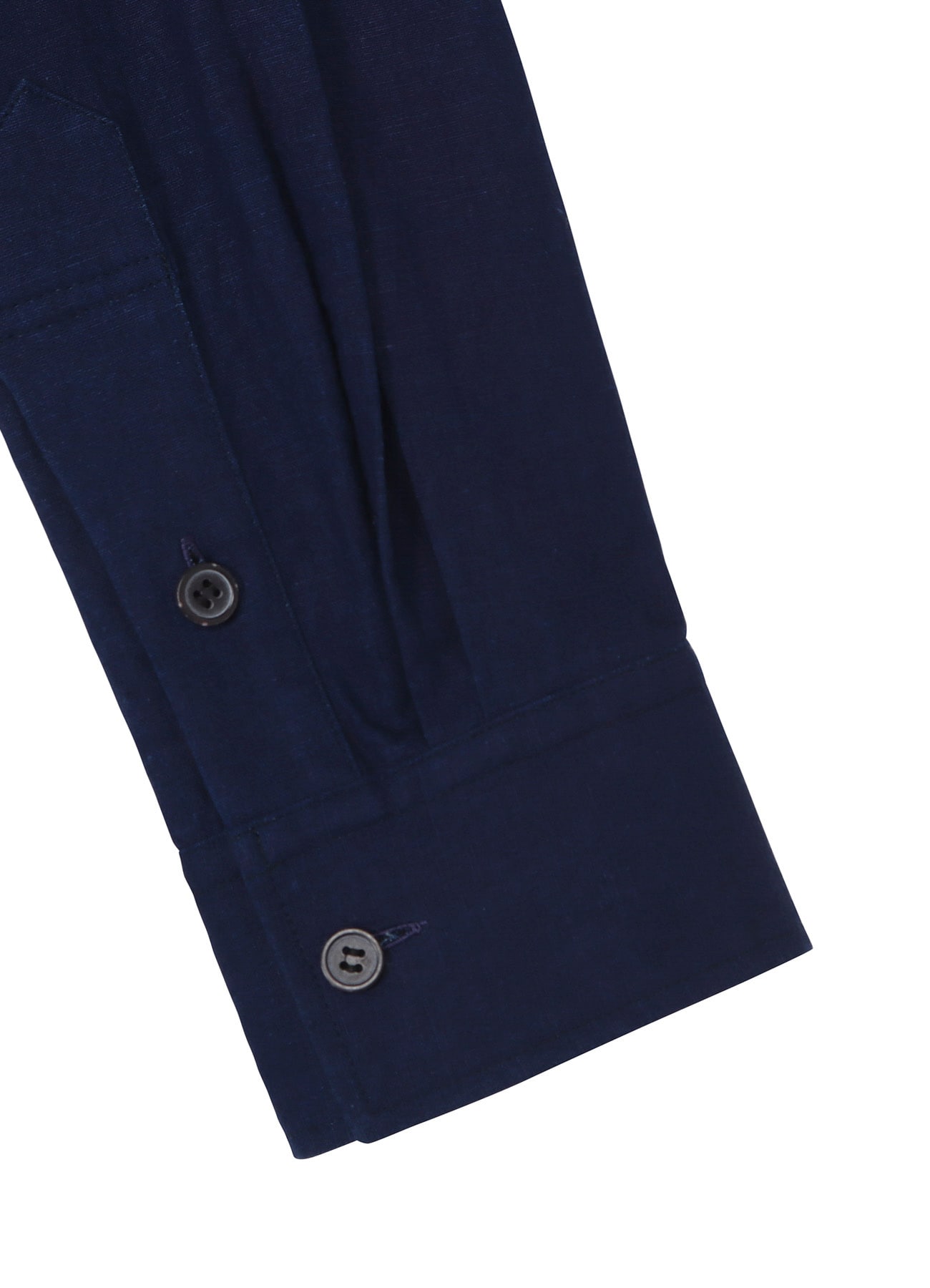 INDIGO DYED COTTON LINEN SHEETING DOUBLE COLLAR SLANTED