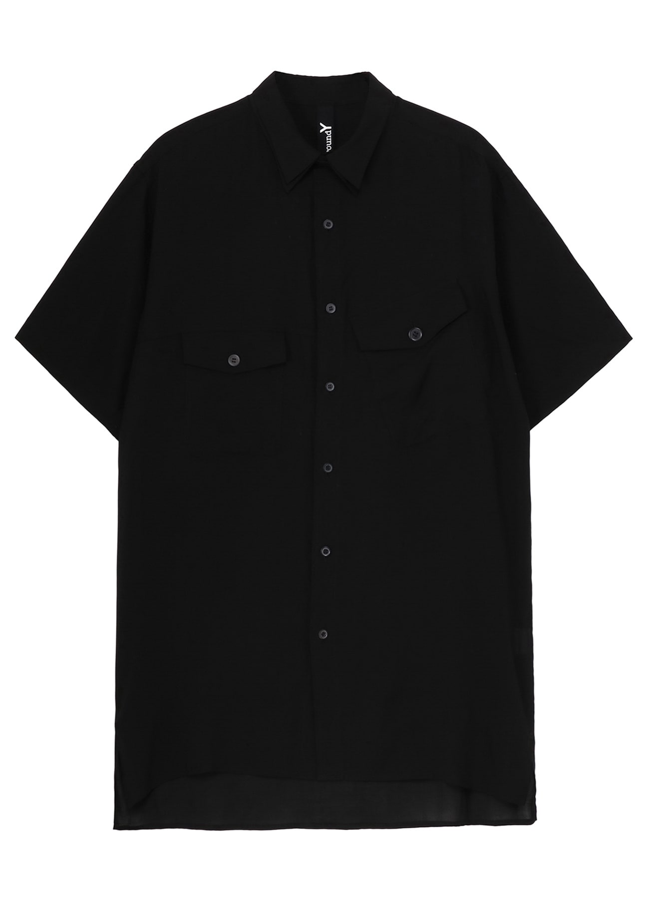 CELLULOSE LAWN DOUBLE COLLAR SLANTED POCKET SHIRT