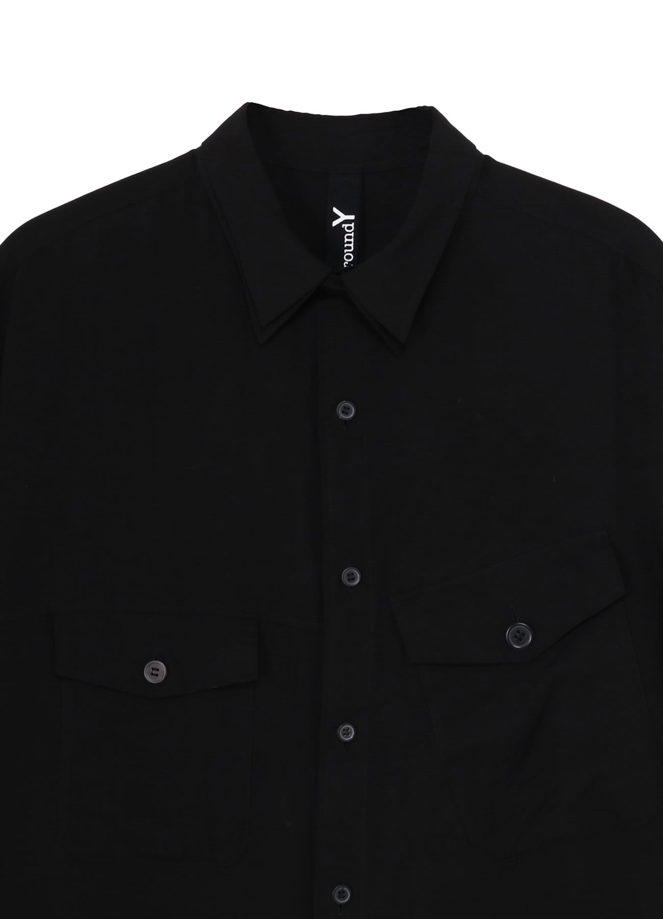 CELLULOSE LAWN DOUBLE COLLAR SLANTED POCKET SHIRT