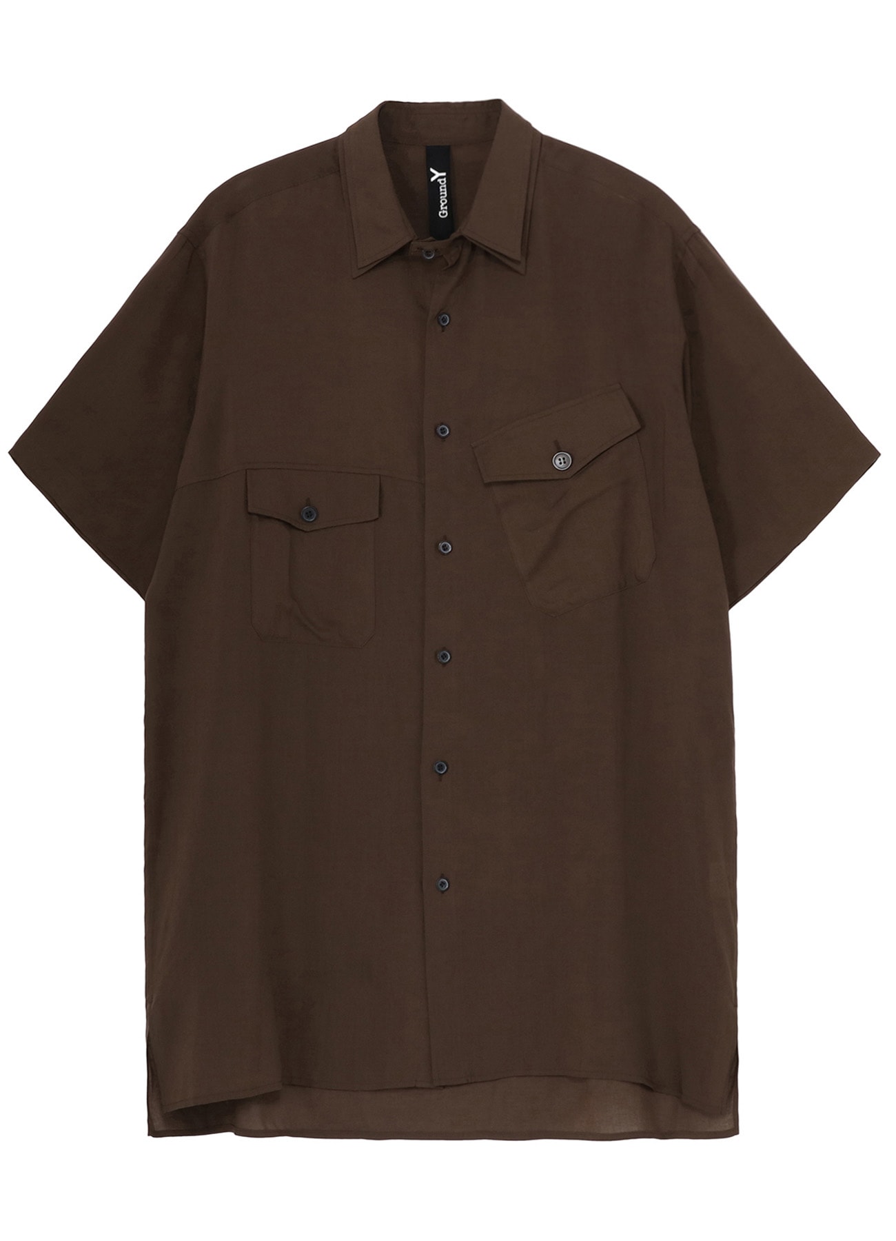 CELLULOSE LAWN DOUBLE COLLAR SLANTED POCKET SHIRT