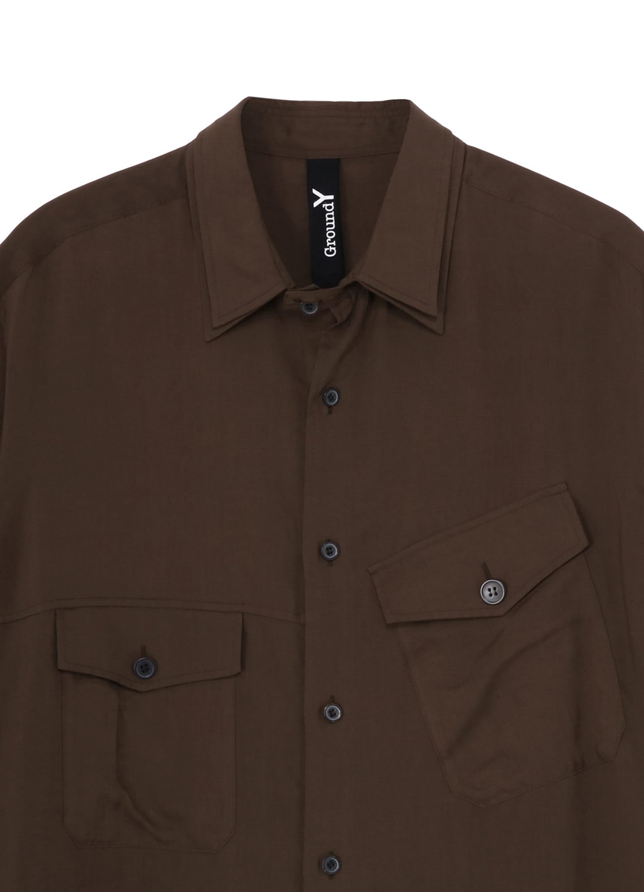 CELLULOSE LAWN DOUBLE COLLAR SLANTED POCKET SHIRT