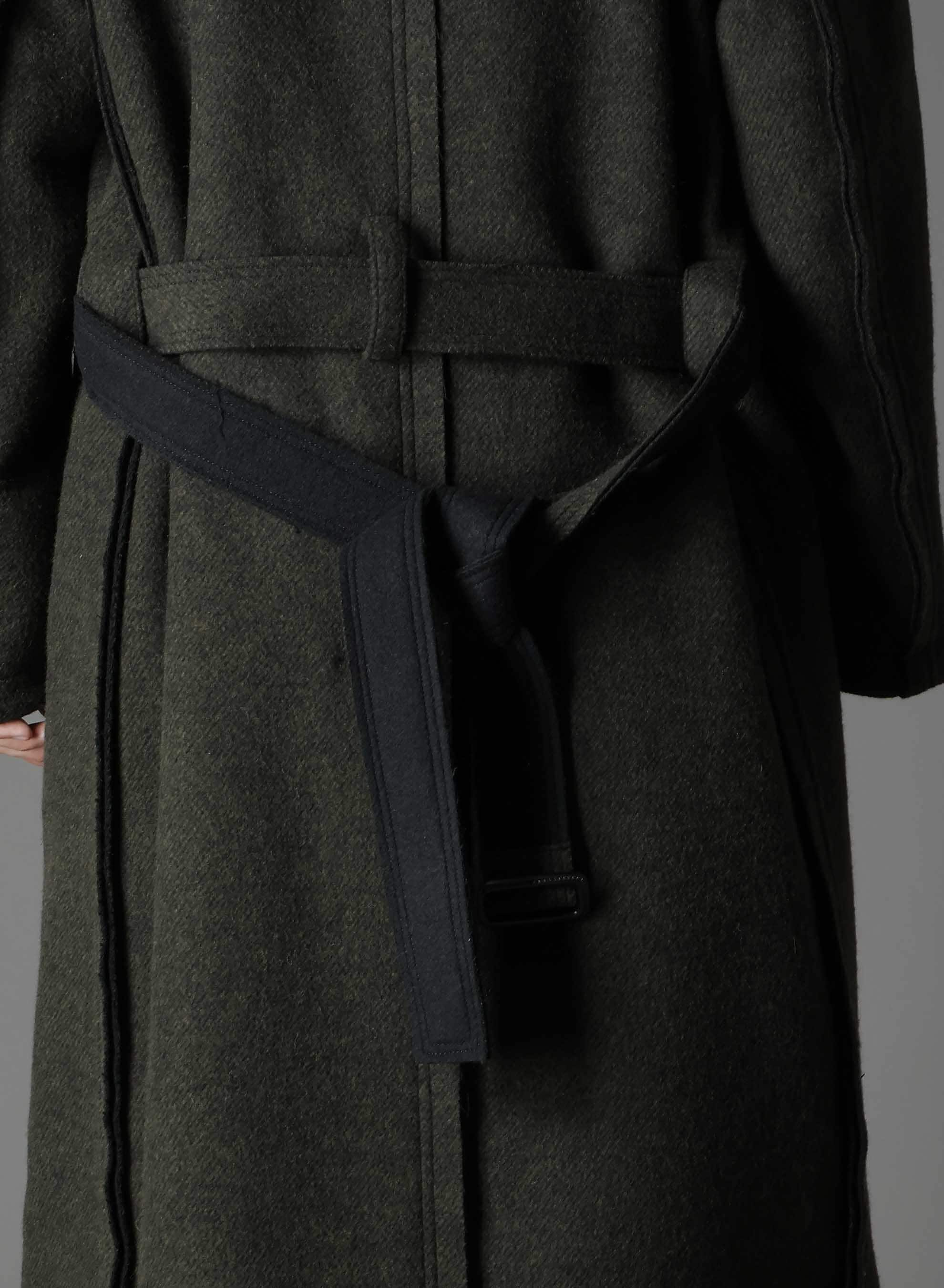 DOUBLE WEAVE MELTON UNRRIMMED HOODED COAT