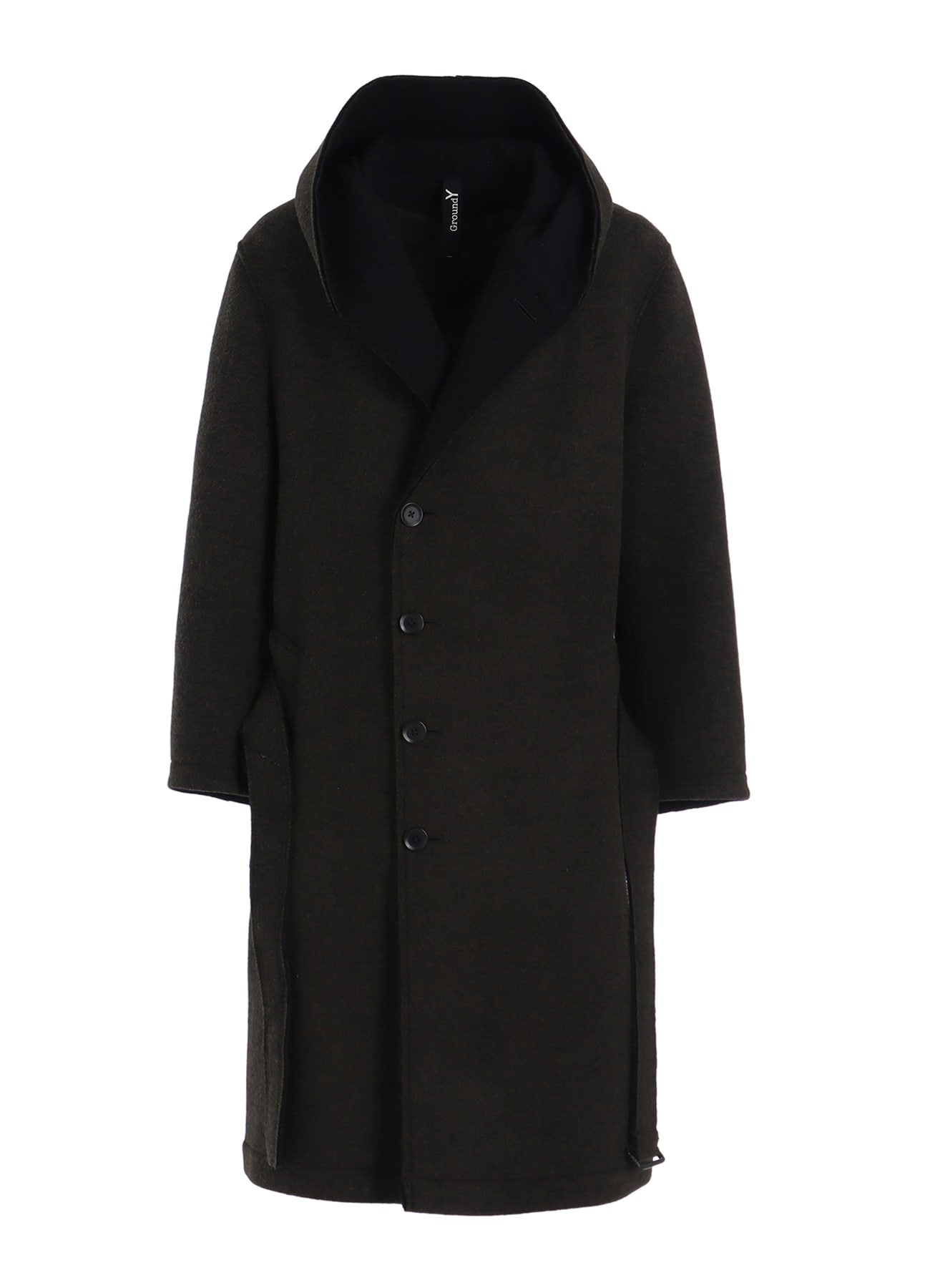 DOUBLE WEAVE MELTON UNRRIMMED HOODED COAT