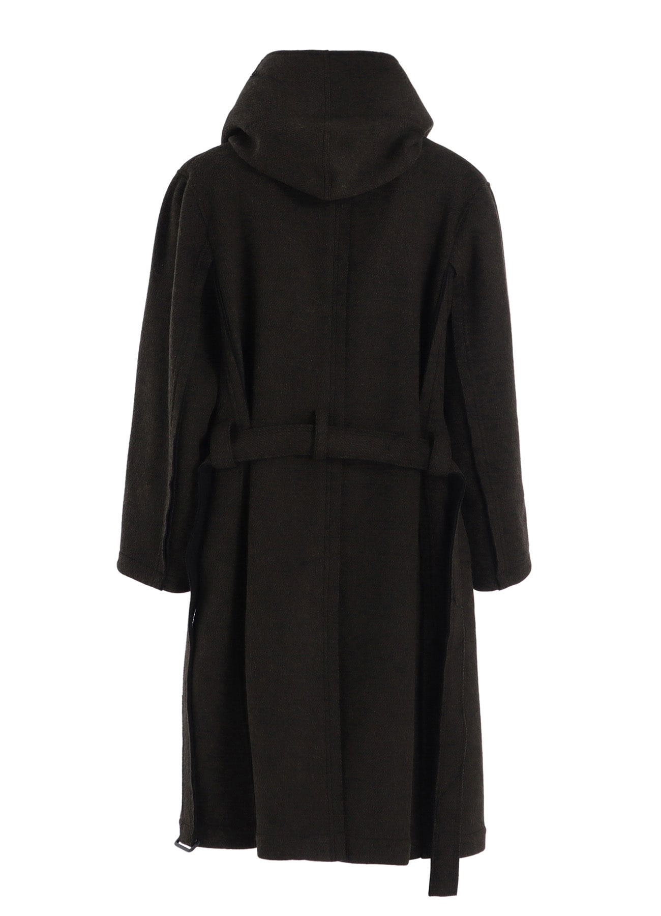 DOUBLE WEAVE MELTON UNRRIMMED HOODED COAT