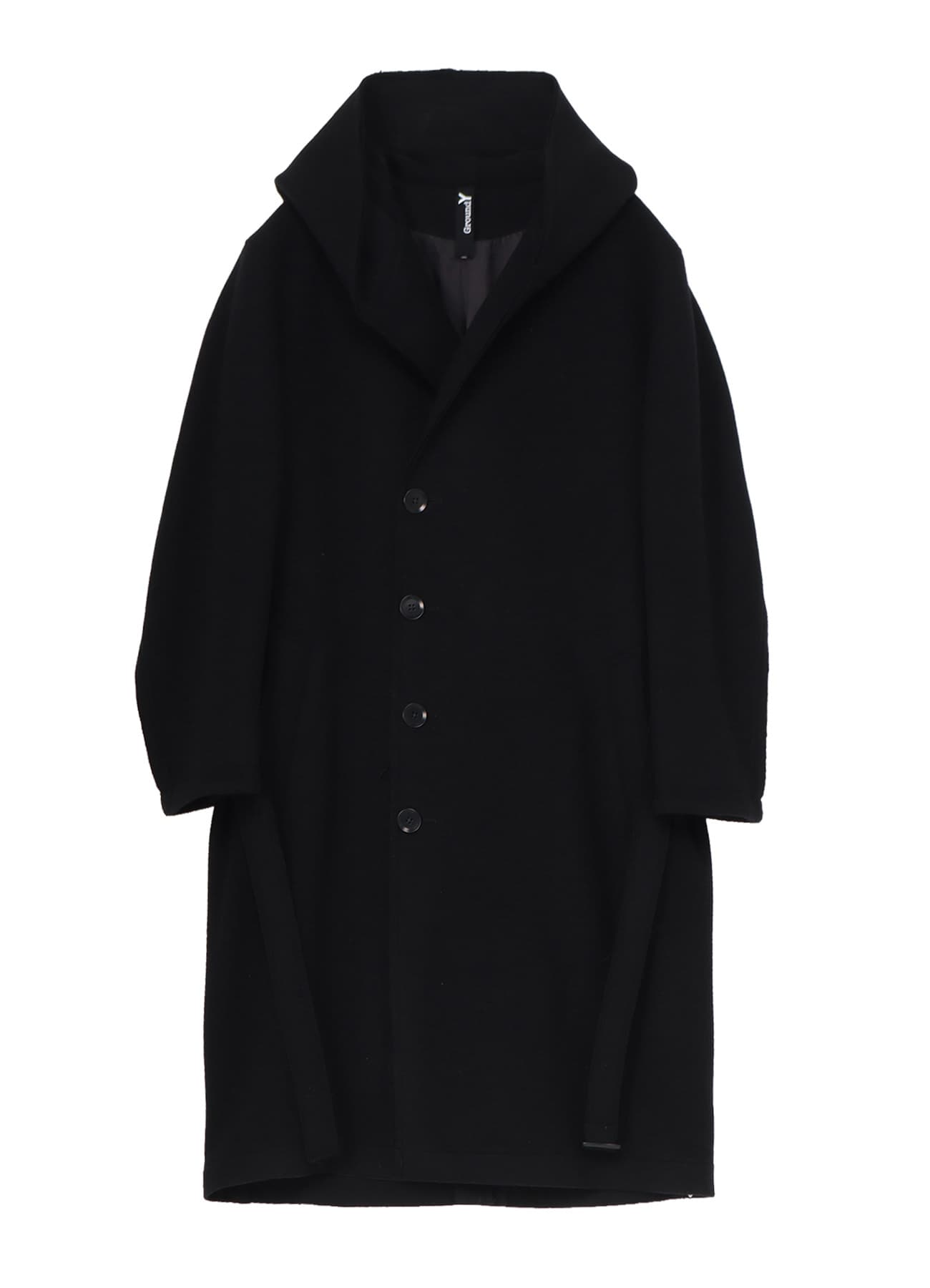 DOUBLE WEAVE MELTON UNRRIMMED HOODED COAT