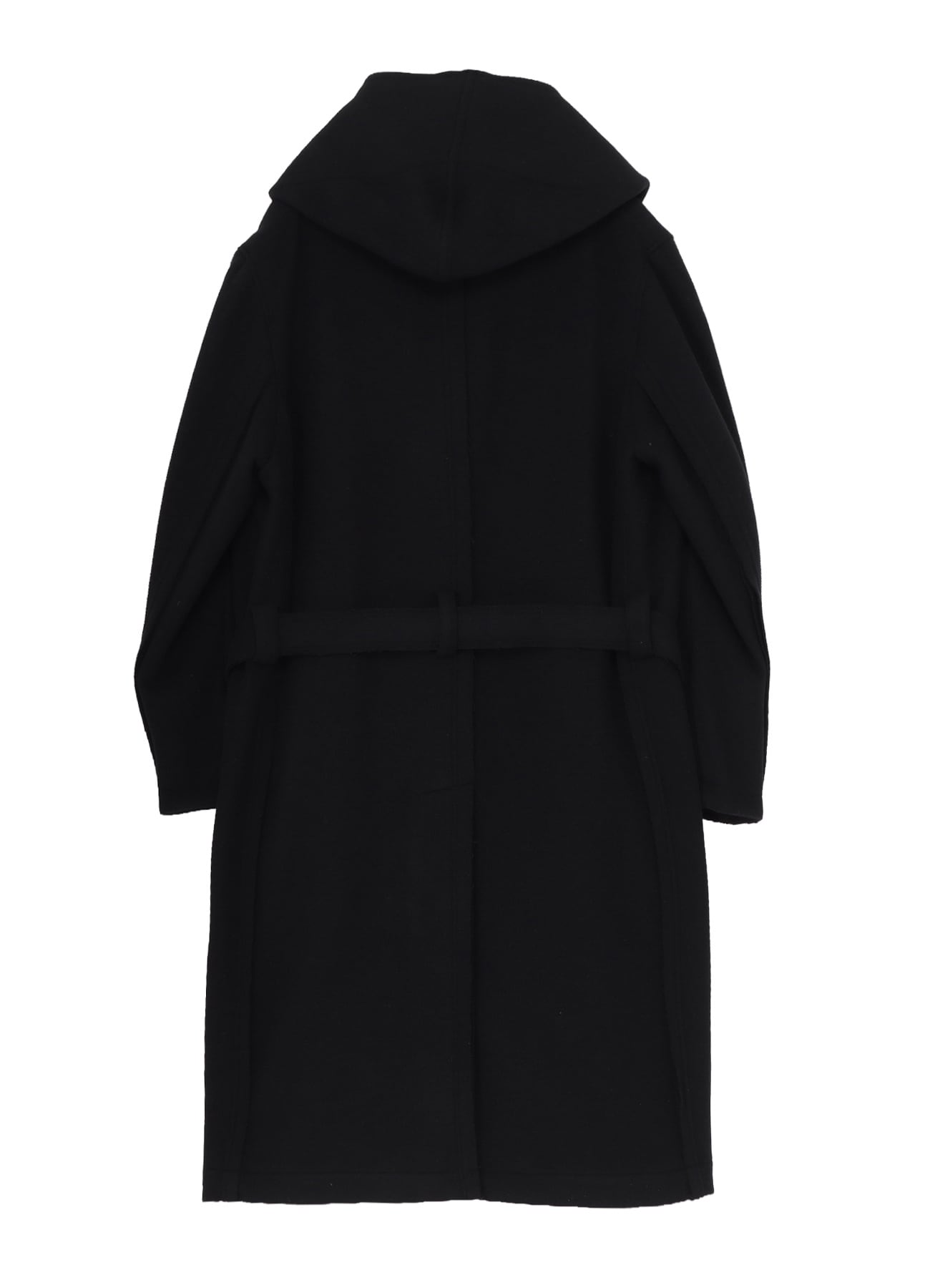 DOUBLE WEAVE MELTON UNRRIMMED HOODED COAT