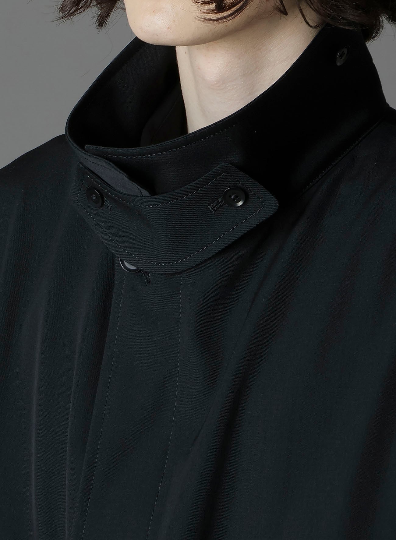 W/GABARDINE OUT POCKET LONG COAT