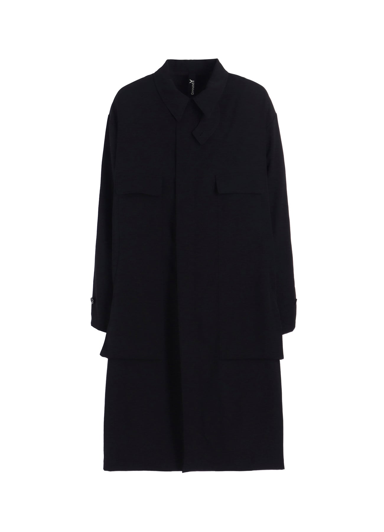 W/GABARDINE OUT POCKET LONG COAT