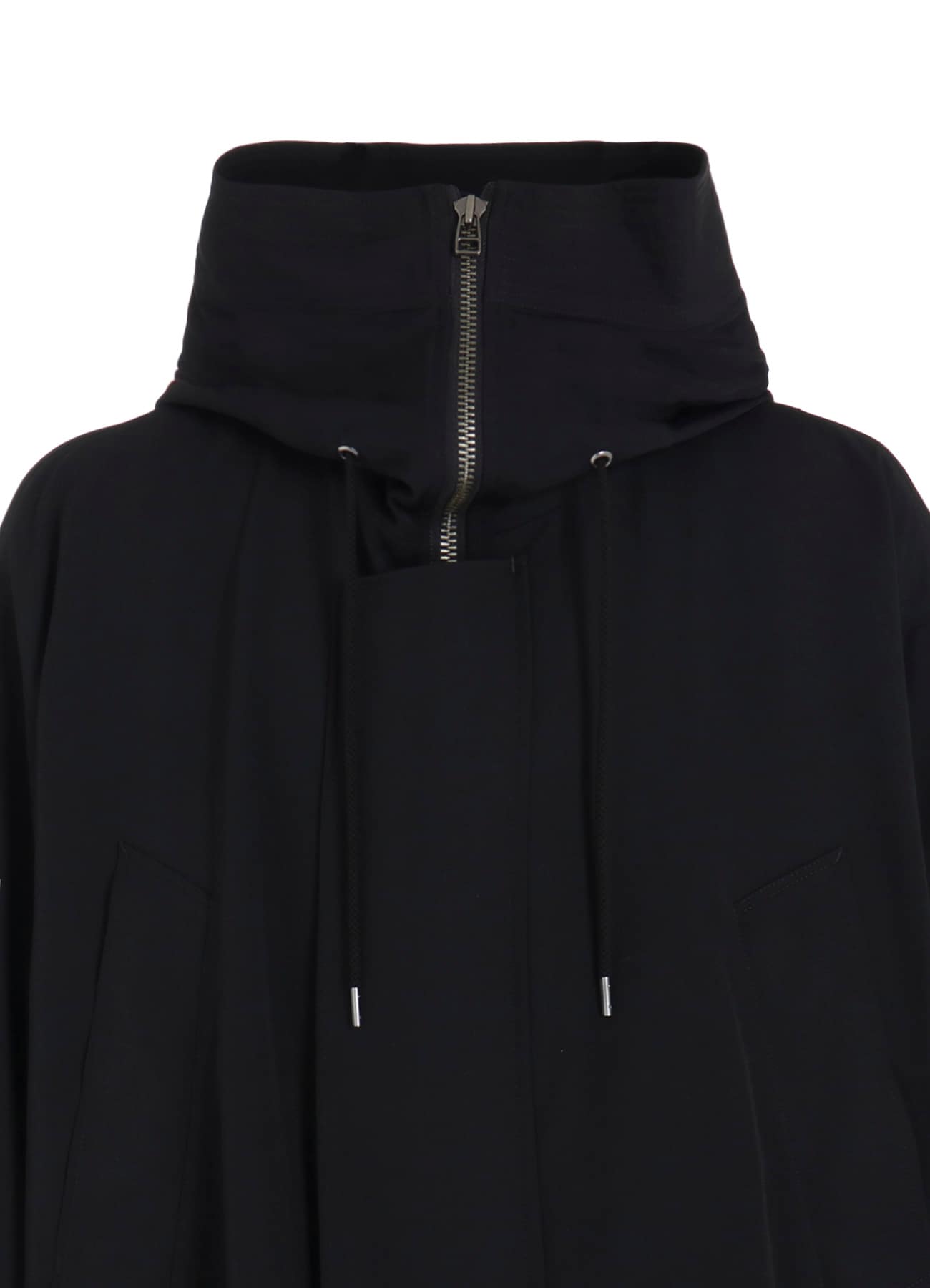 W/GABARDINE HIGH NECK HOODED MODS COAT