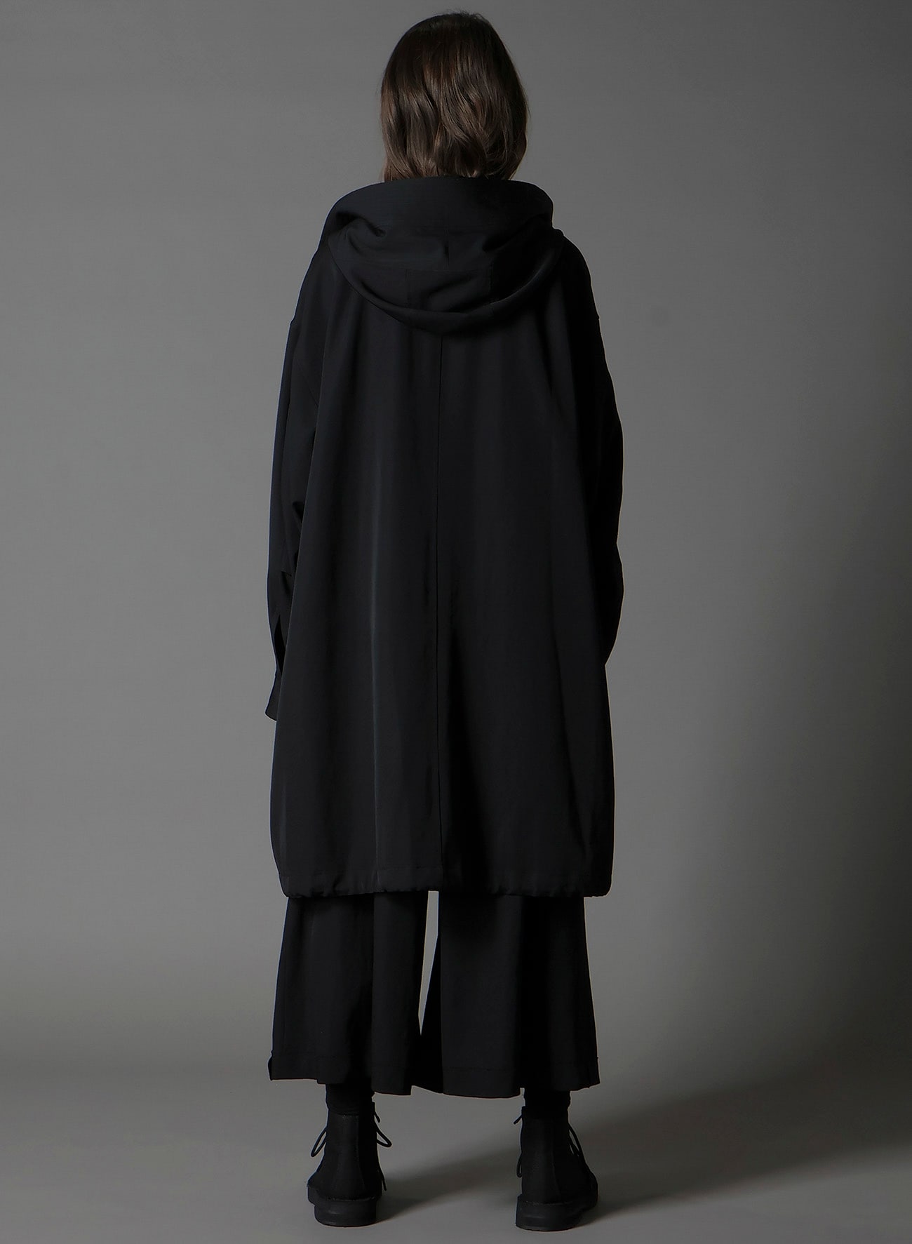 W/GABARDINE HIGH NECK HOODED MODS COAT