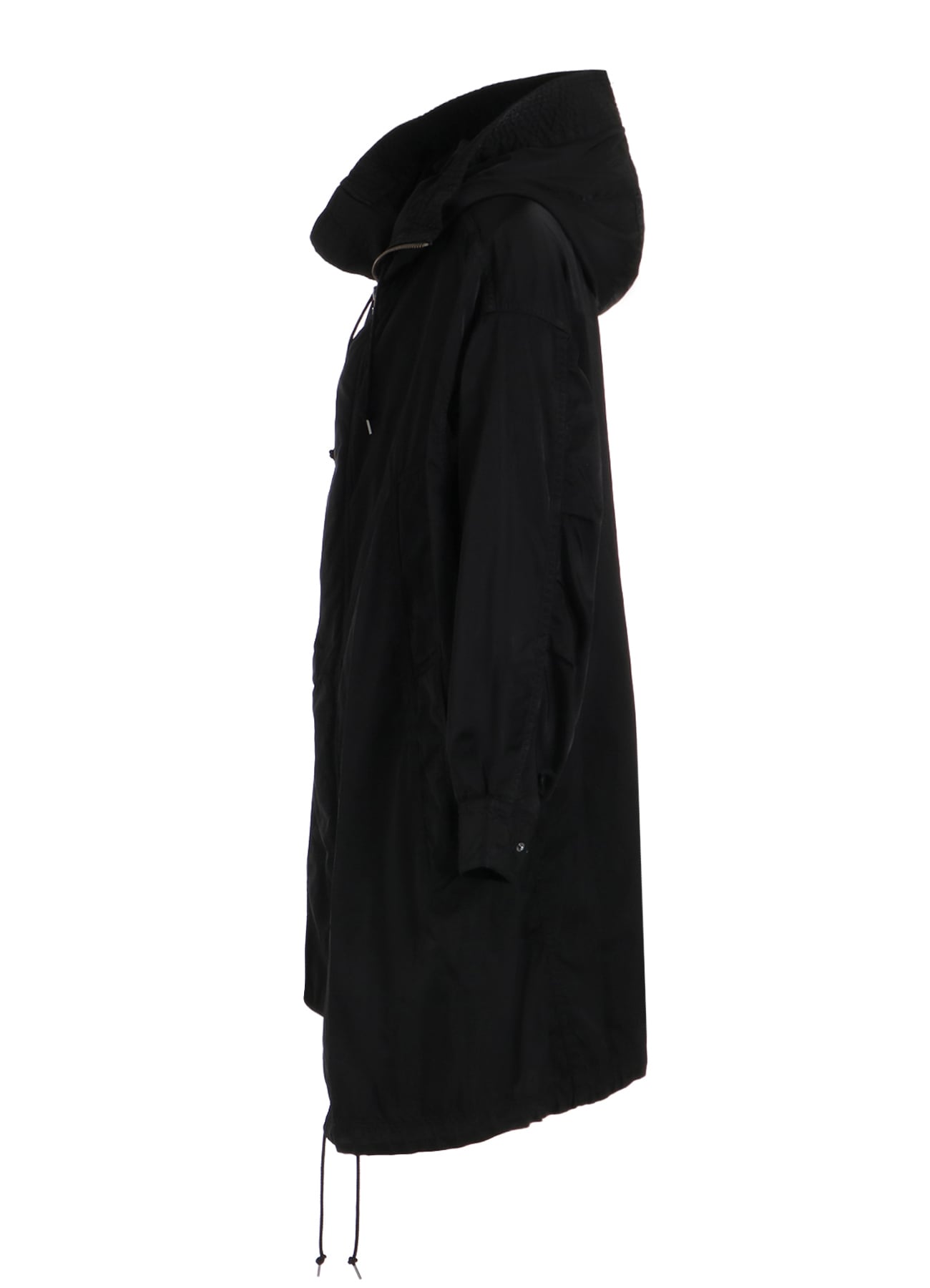 PRODUCT DYED NYLON TEILL+POLYESTER TAFTA HIGH NECK HOODED MODS COAT