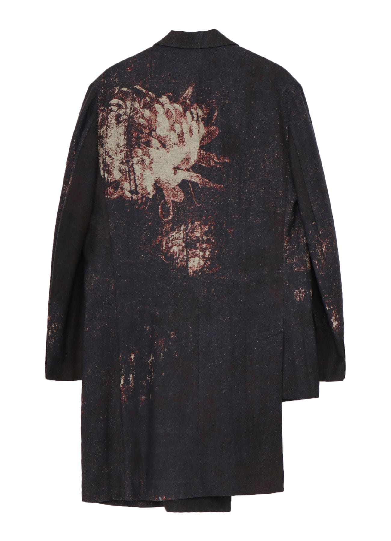 FLANNEL FLORAL PATTERN ASYMMETRY JACKET