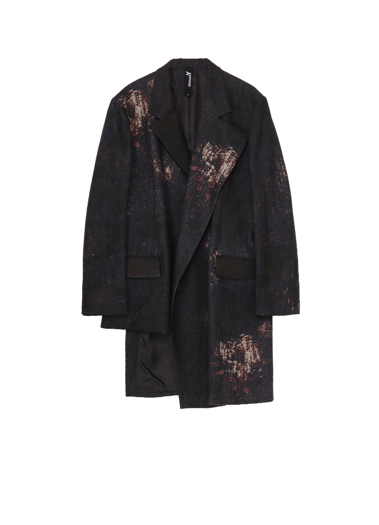 FLANNEL FLORAL PATTERN ASYMMETRY JACKET