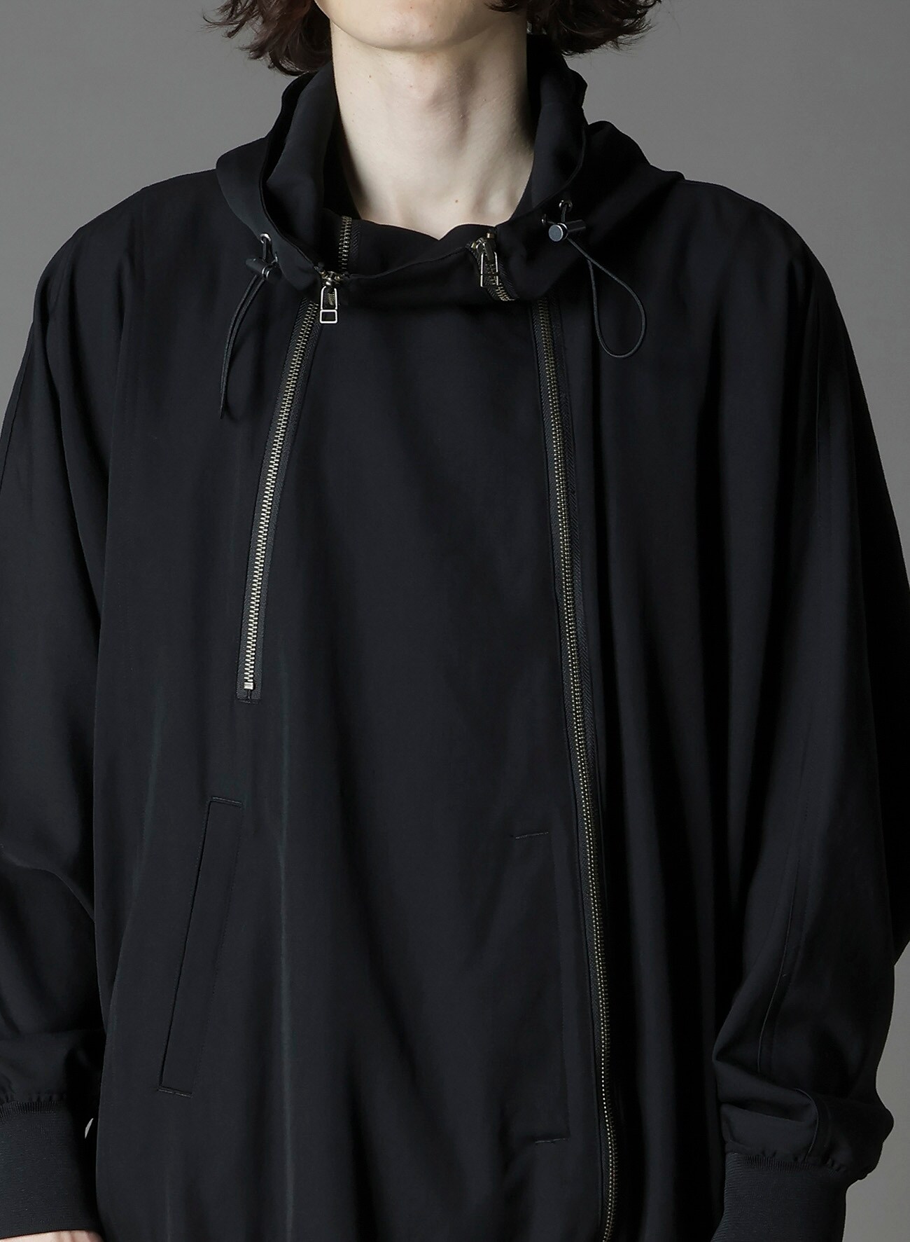 W/GABARDINE INVERTED V HOODIE SLIM(FREE SIZE Black): Ground
