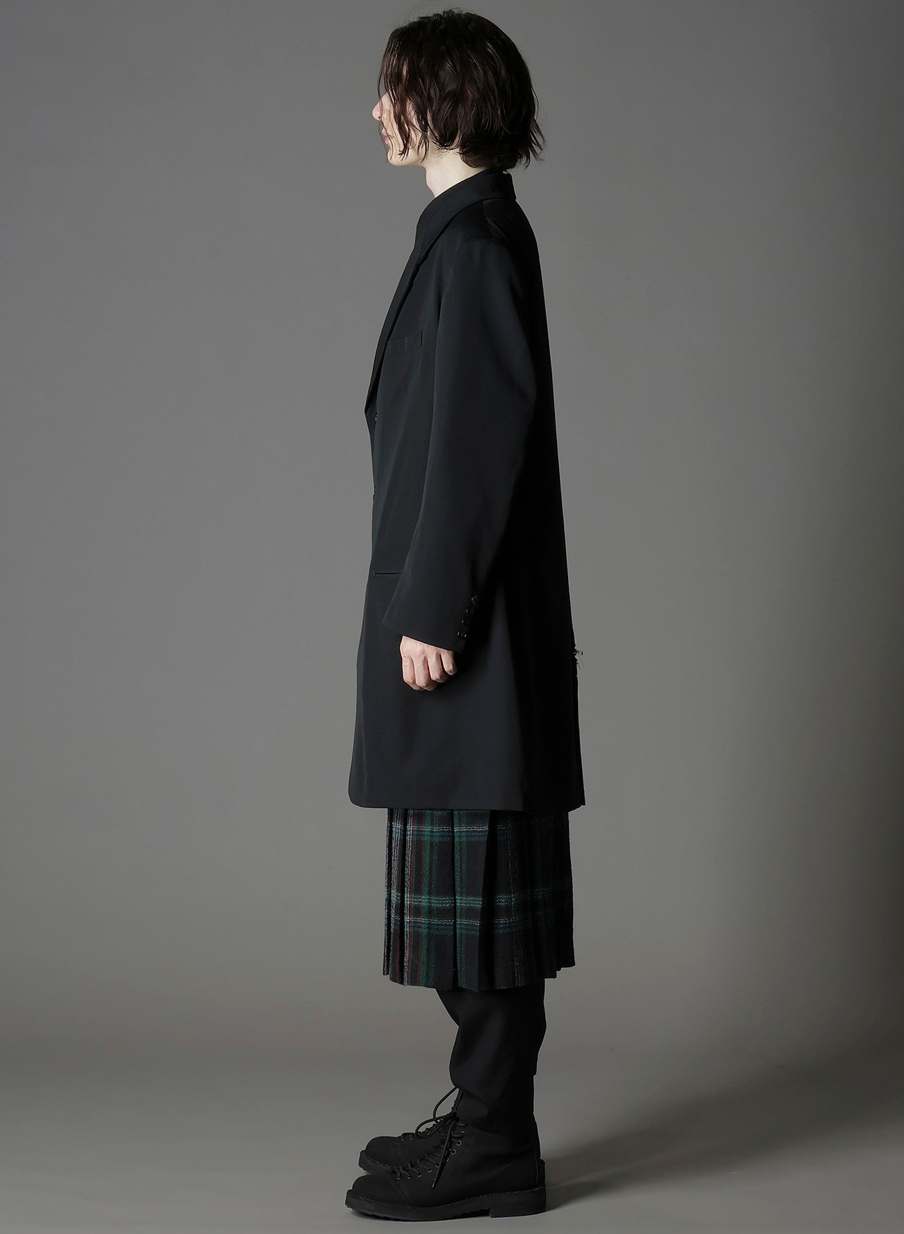 W/GABARDINE DOUBLE GAUZE  RIGHT PLEATED JACKET