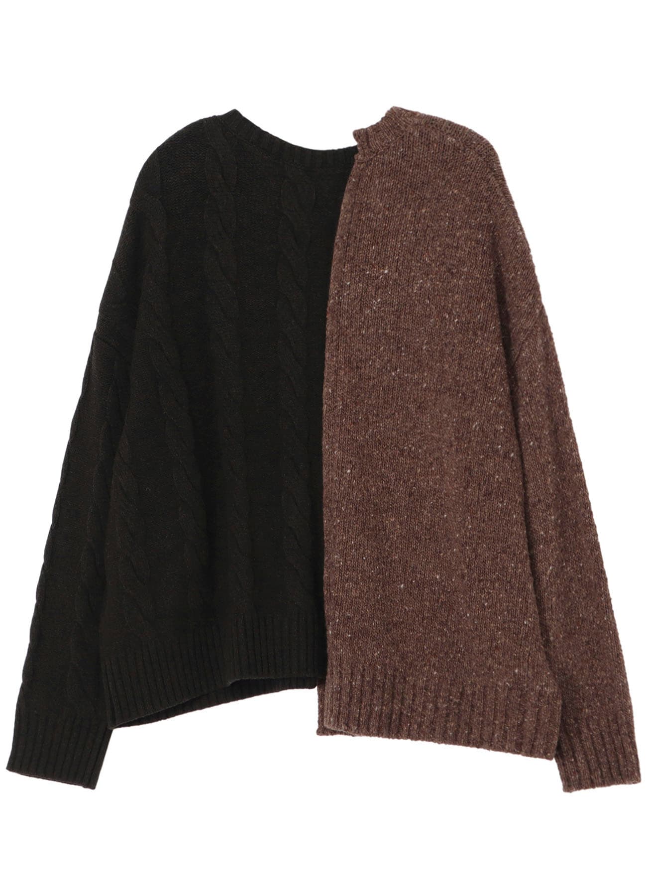FINE MERINO WOOL CABLE SWITCH UNBALANCE PULLOVER