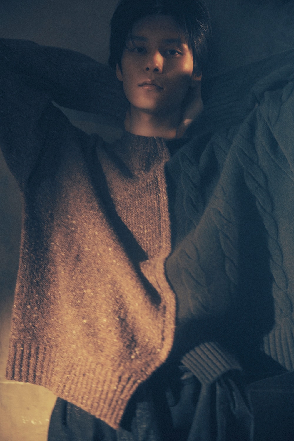 FINE MERINO WOOL CABLE SWITCH UNBALANCE PULLOVER