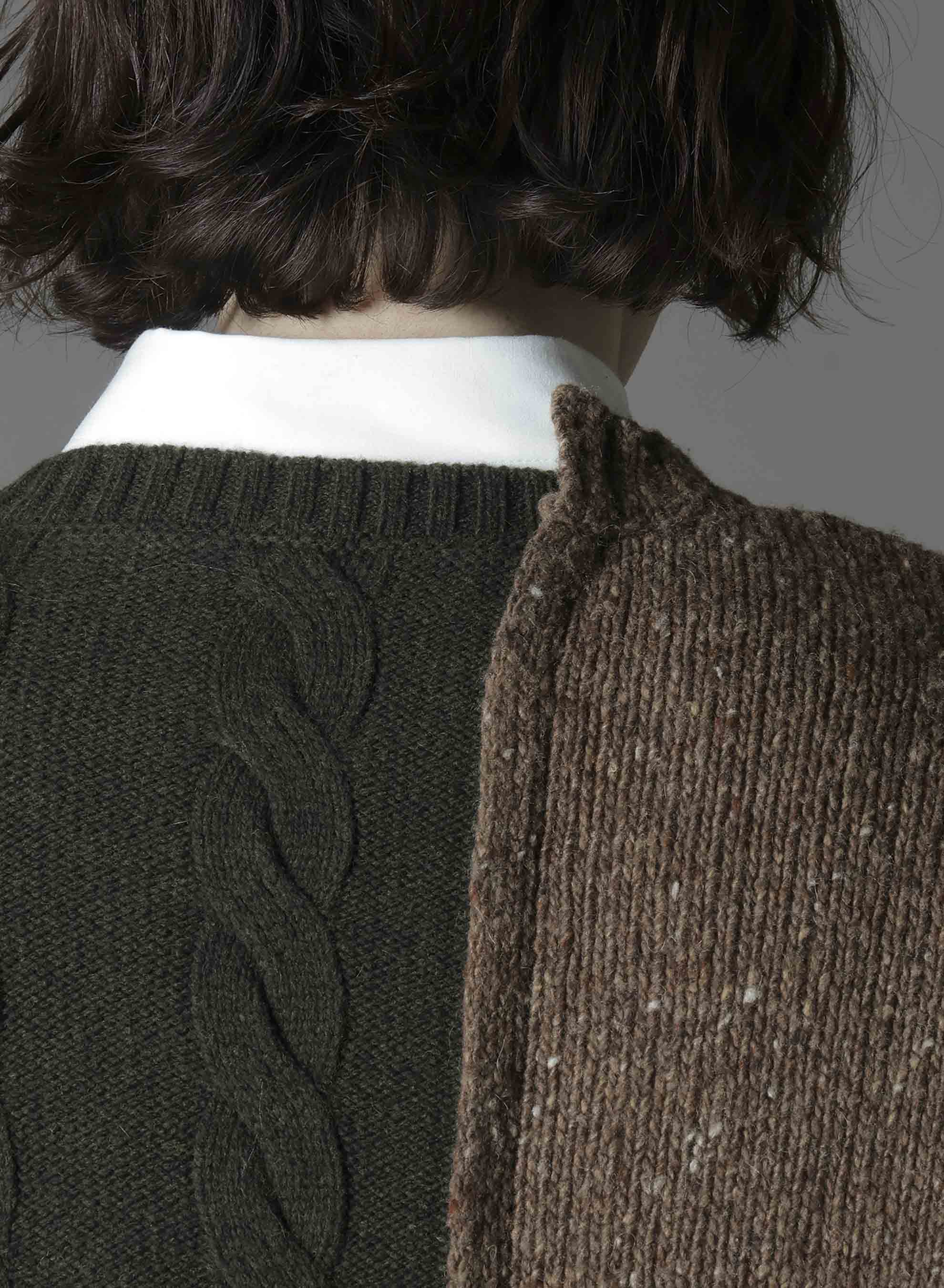 FINE MERINO WOOL CABLE SWITCH UNBALANCE PULLOVER