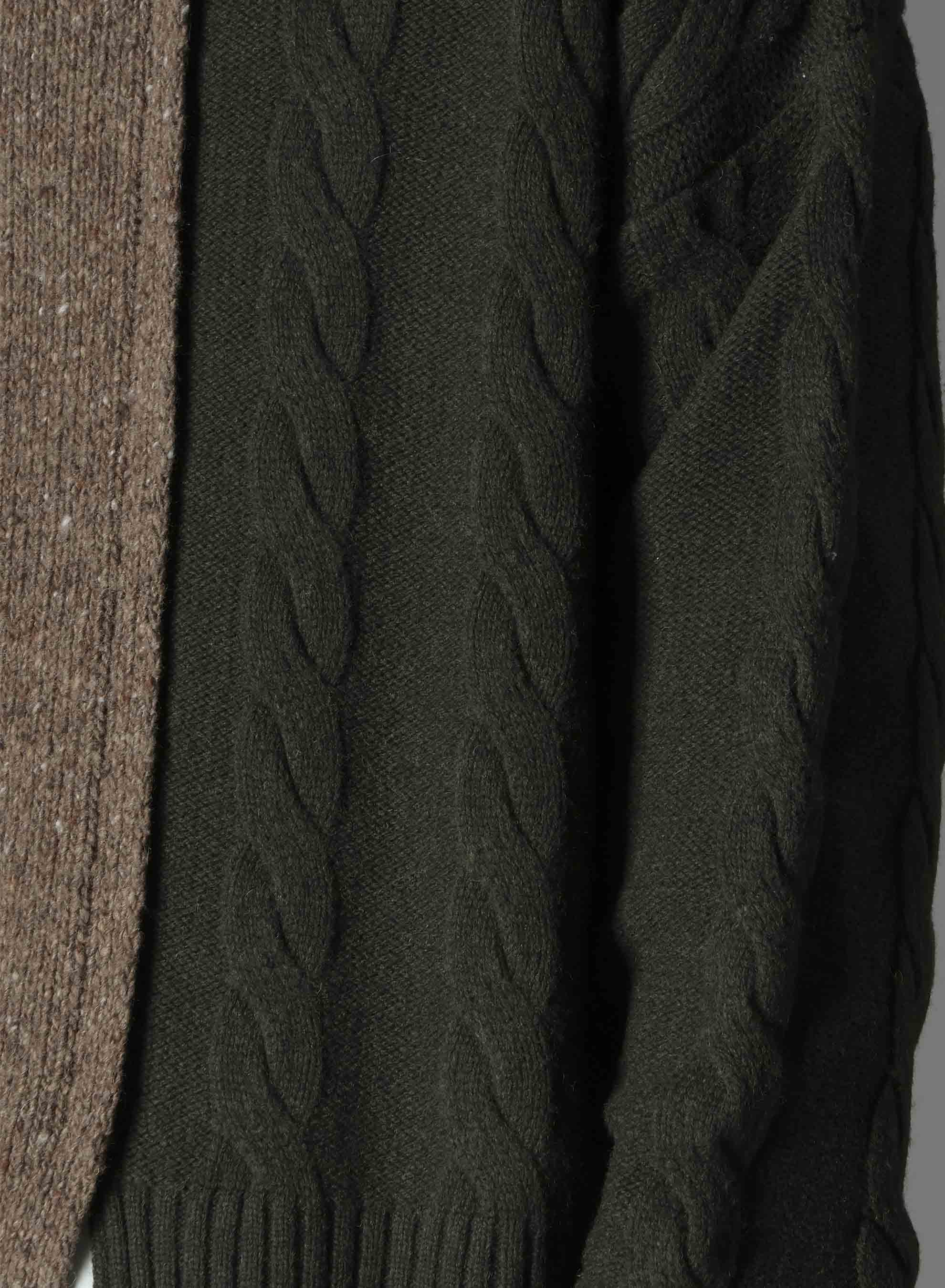 FINE MERINO WOOL CABLE SWITCH UNBALANCE PULLOVER