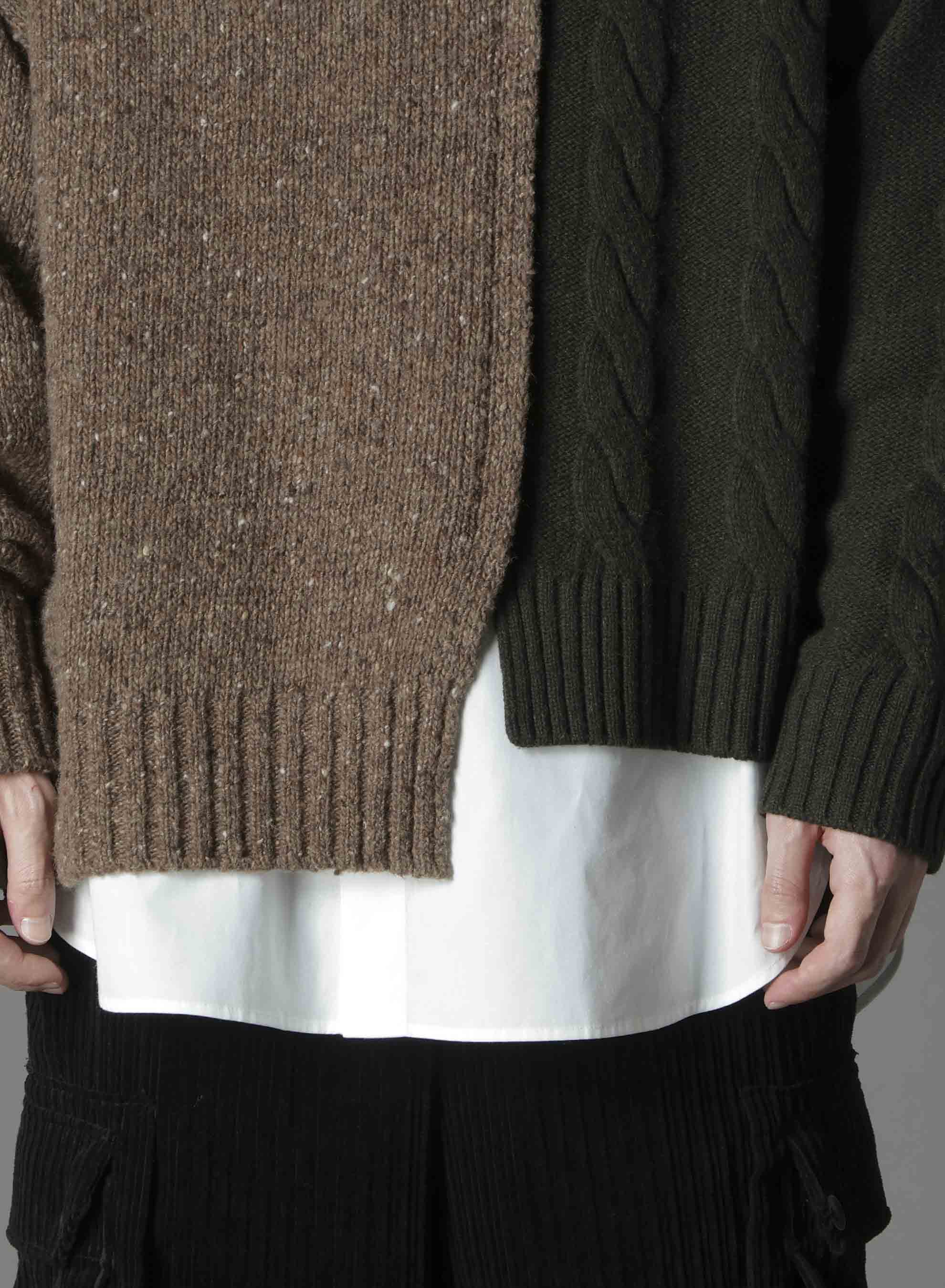 FINE MERINO WOOL CABLE SWITCH UNBALANCE PULLOVER