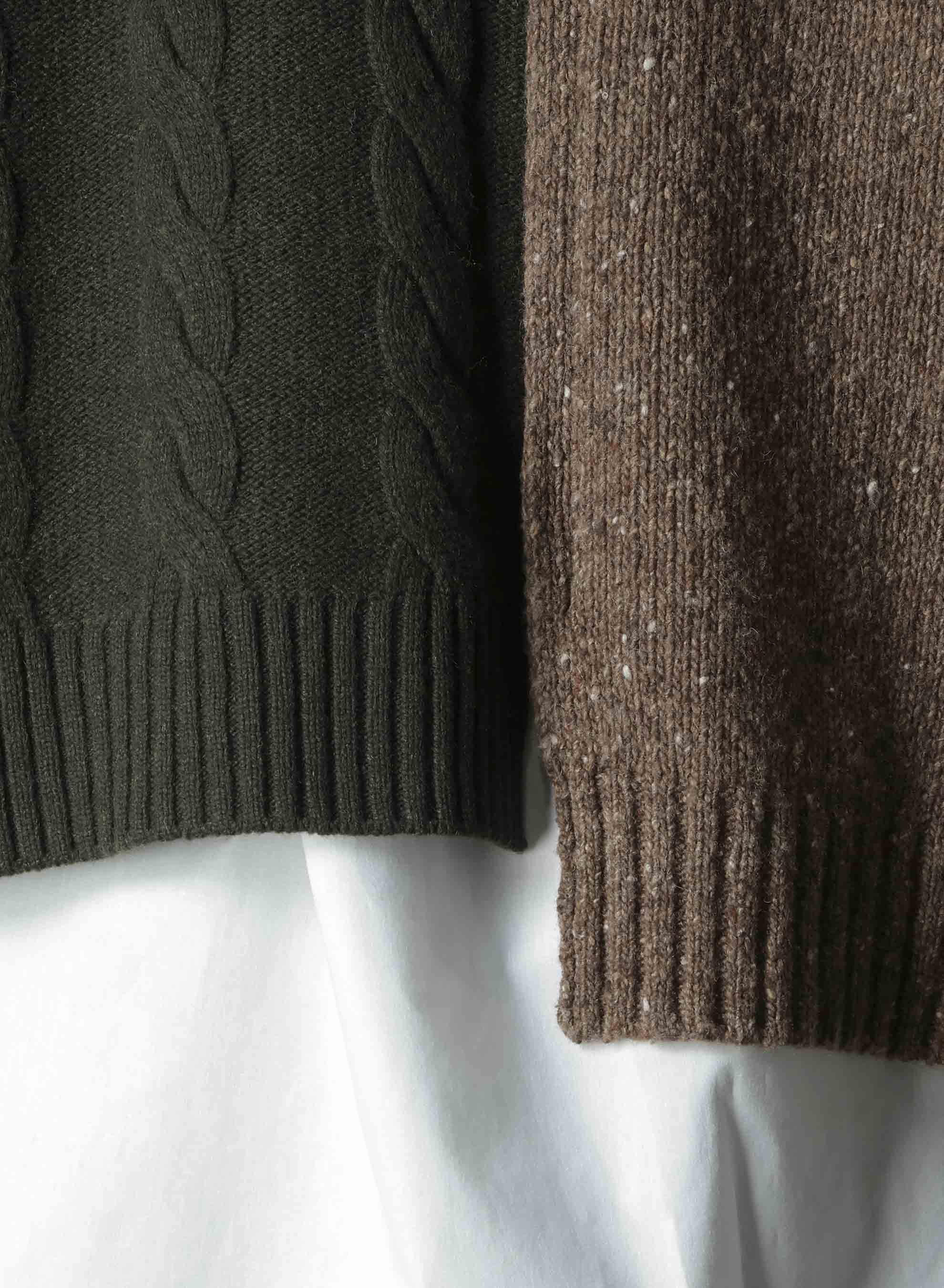 FINE MERINO WOOL CABLE SWITCH UNBALANCE PULLOVER