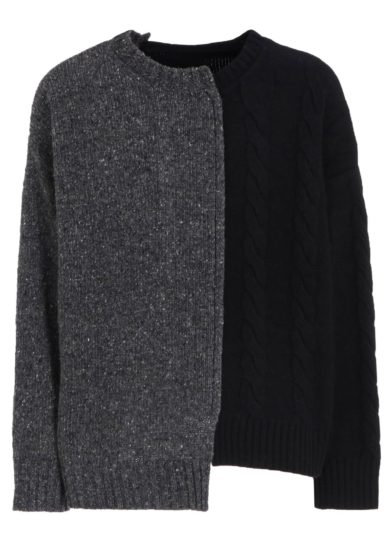 FINE MERINO WOOL CABLE SWITCH UNBALANCE PULLOVER