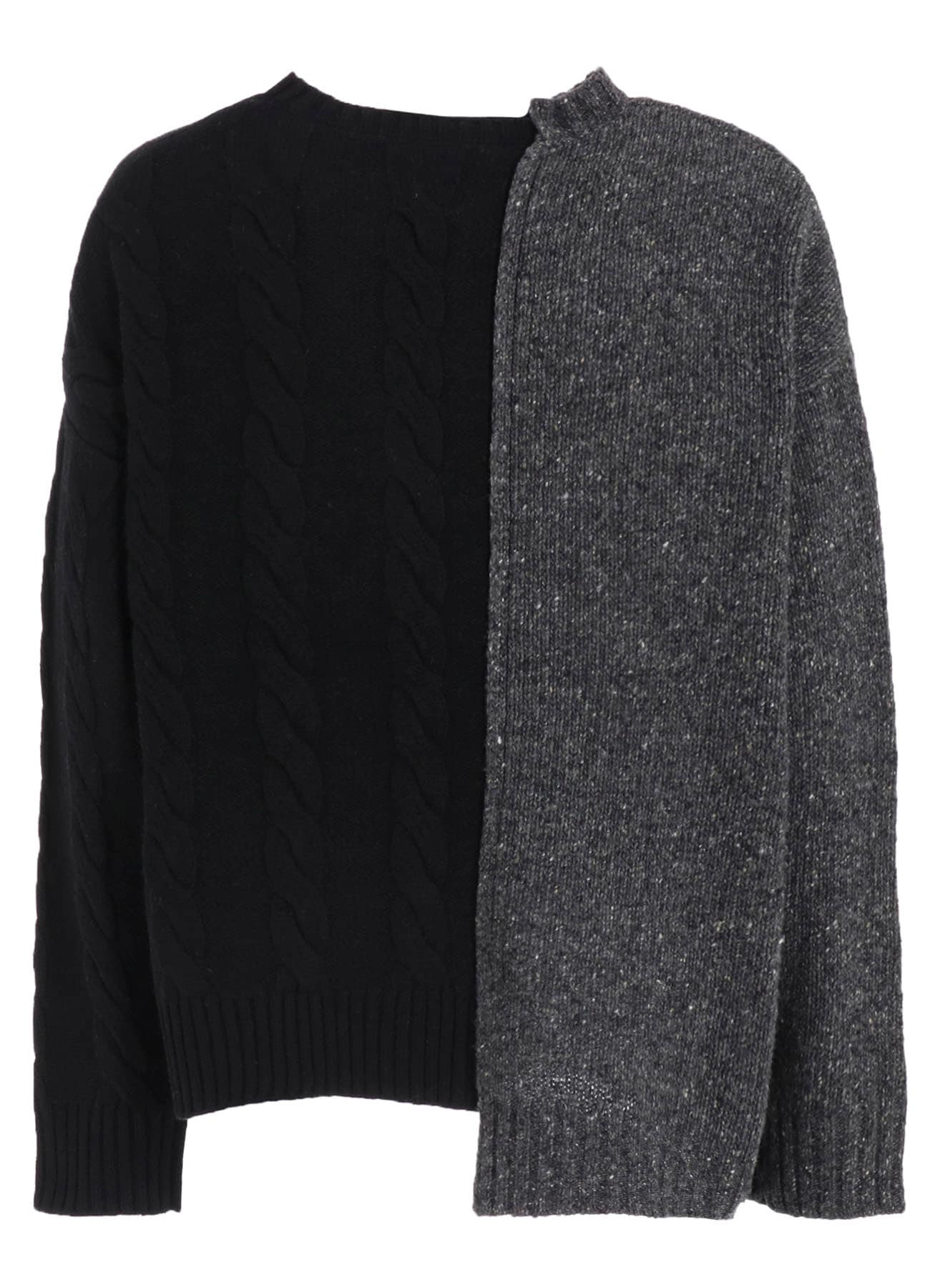 FINE MERINO WOOL CABLE SWITCH UNBALANCE PULLOVER