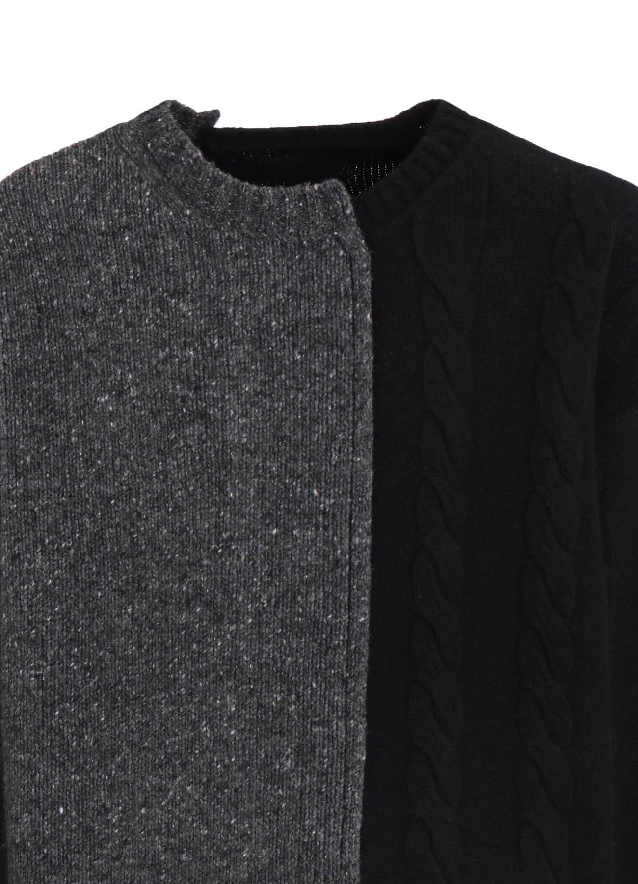FINE MERINO WOOL CABLE SWITCH UNBALANCE PULLOVER