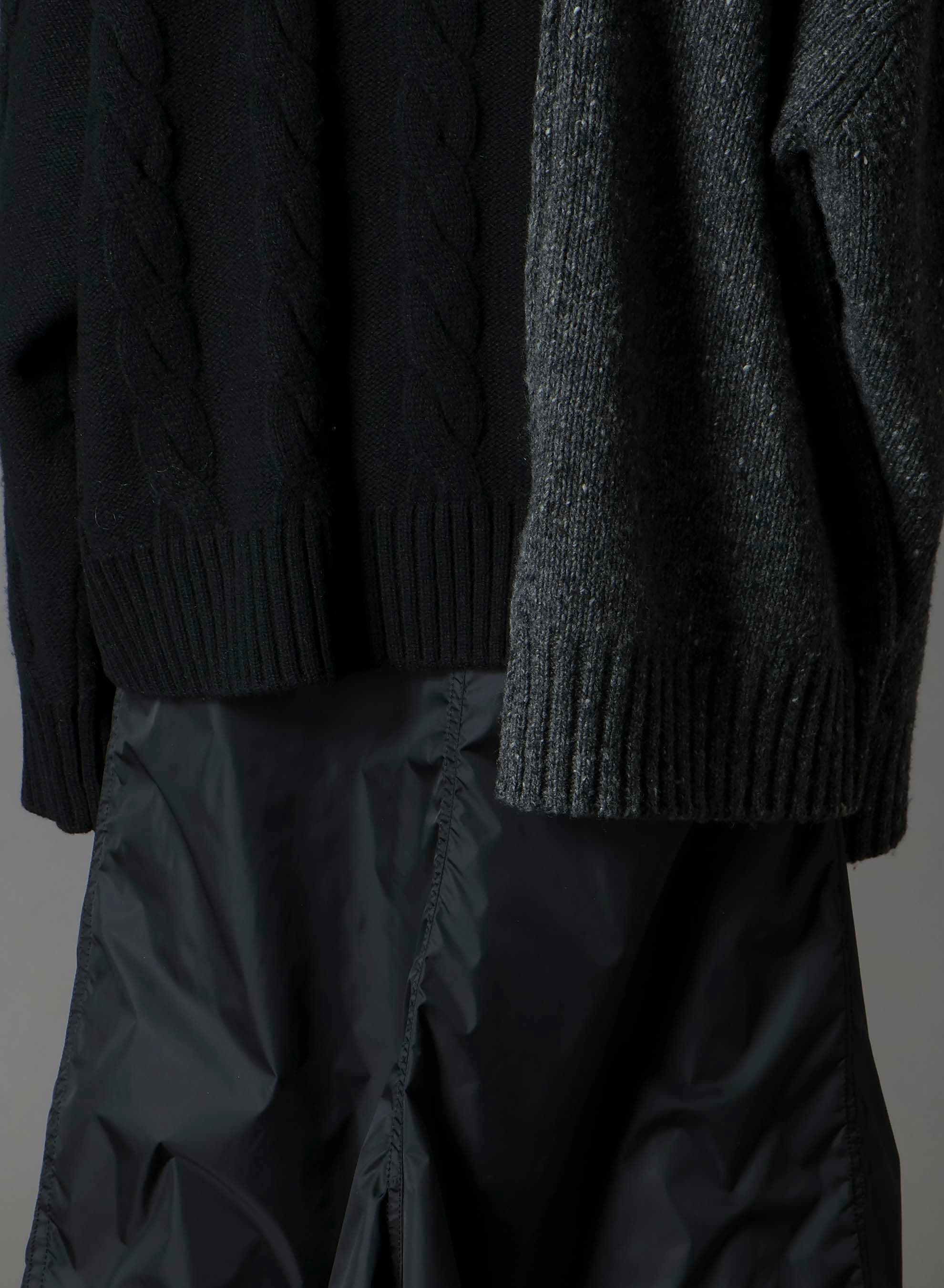 FINE MERINO WOOL CABLE SWITCH UNBALANCE PULLOVER