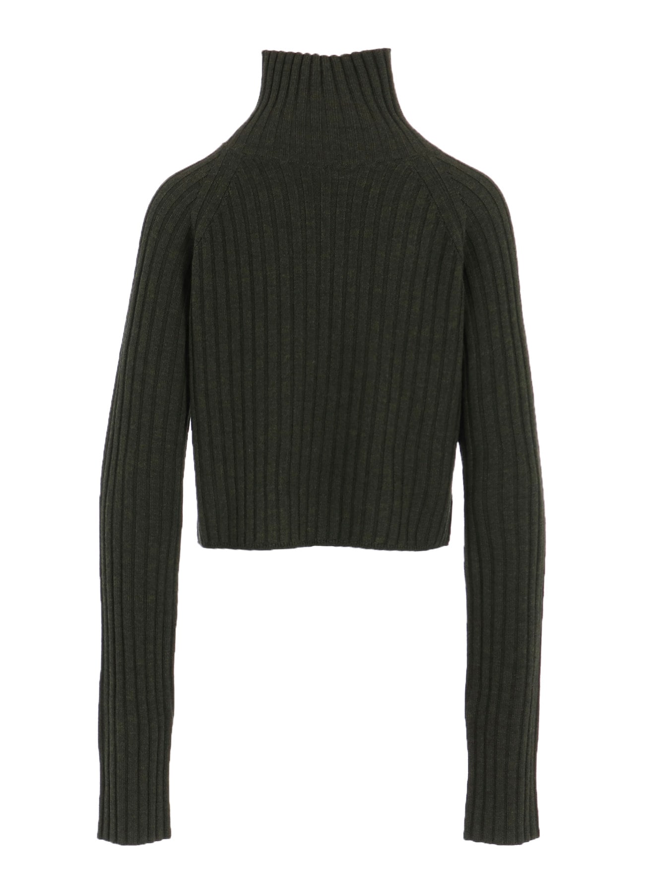 FINE MERINO WOOL RIBBED RAGLEN SHORT LENGTH TURTLE NECK