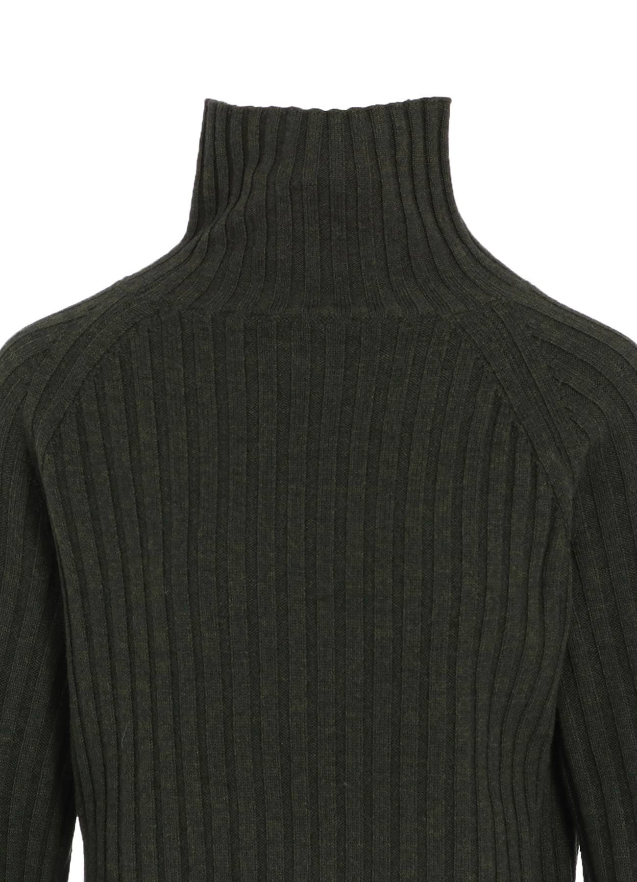FINE MERINO WOOL RIBBED RAGLEN SHORT LENGTH TURTLE NECK