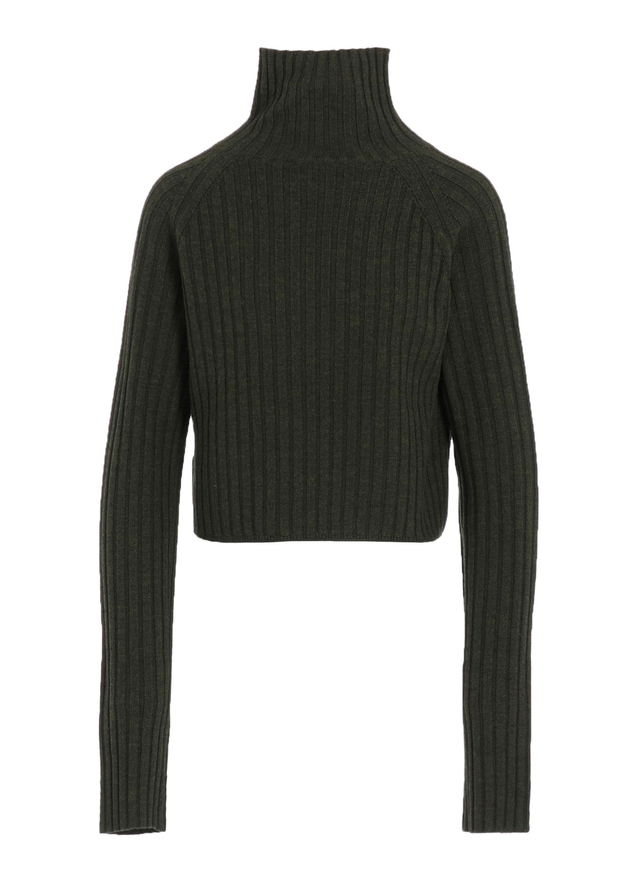 FINE MERINO WOOL RIBBED RAGLEN SHORT LENGTH TURTLE NECK