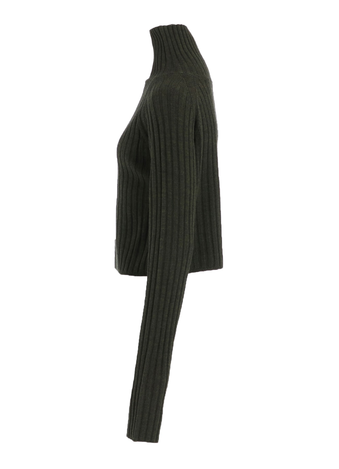FINE MERINO WOOL RIBBED RAGLEN SHORT LENGTH TURTLE NECK