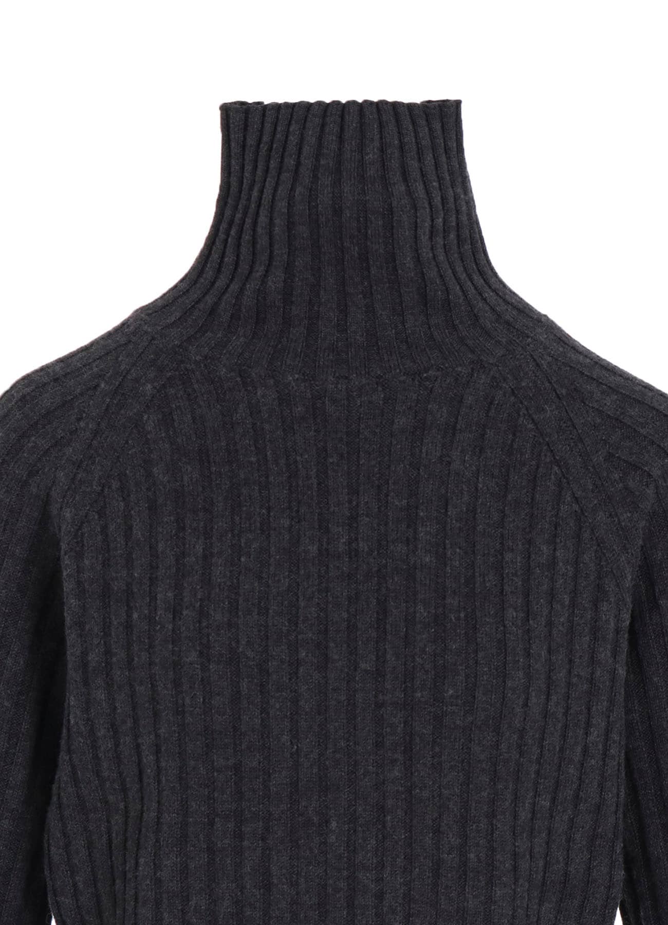 FINE MERINO WOOL RIBBED RAGLEN SHORT LENGTH TURTLE NECK