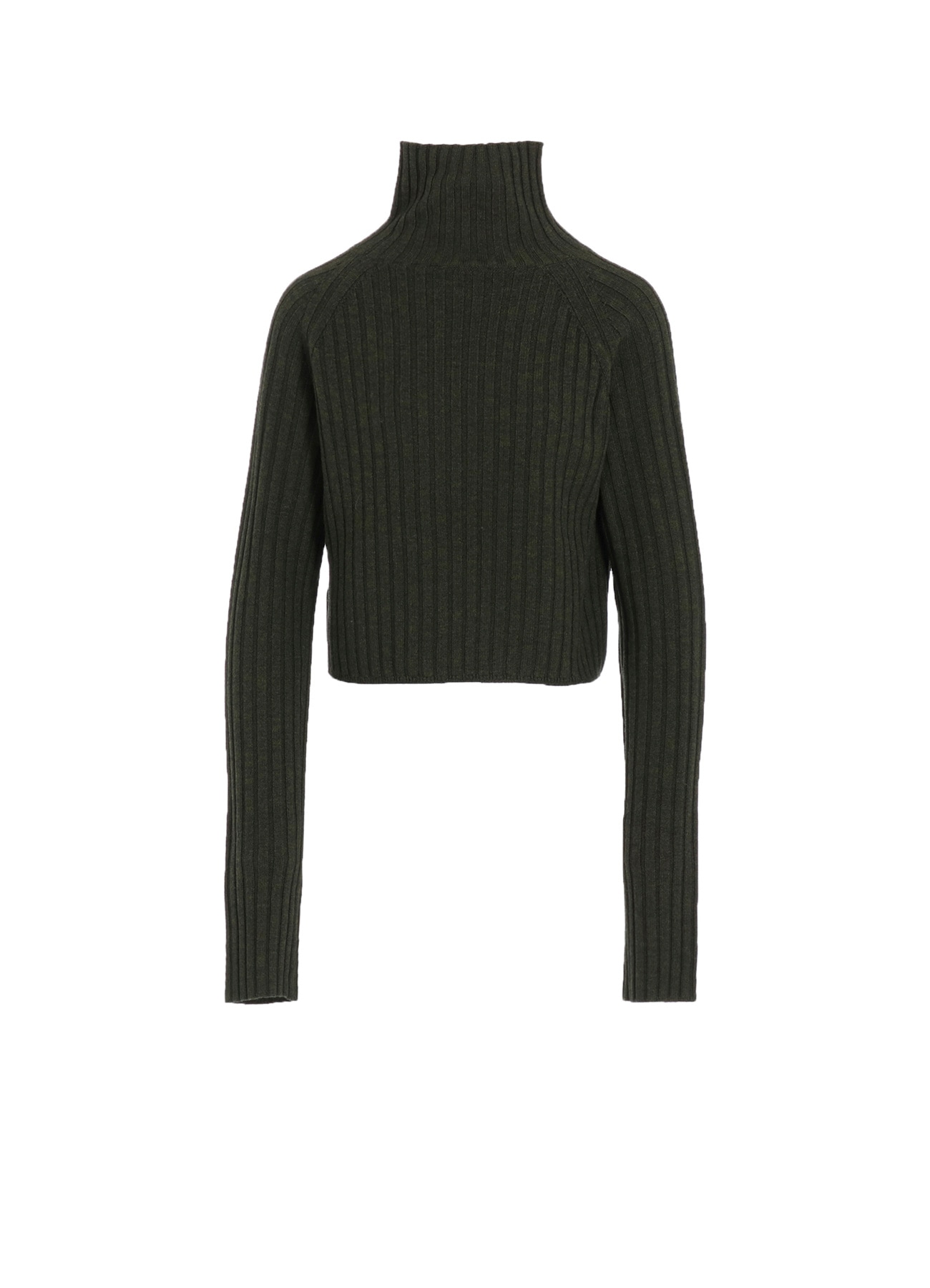 FINE MERINO WOOL RIBBED RAGLEN SHORT LENGTH TURTLE NECK