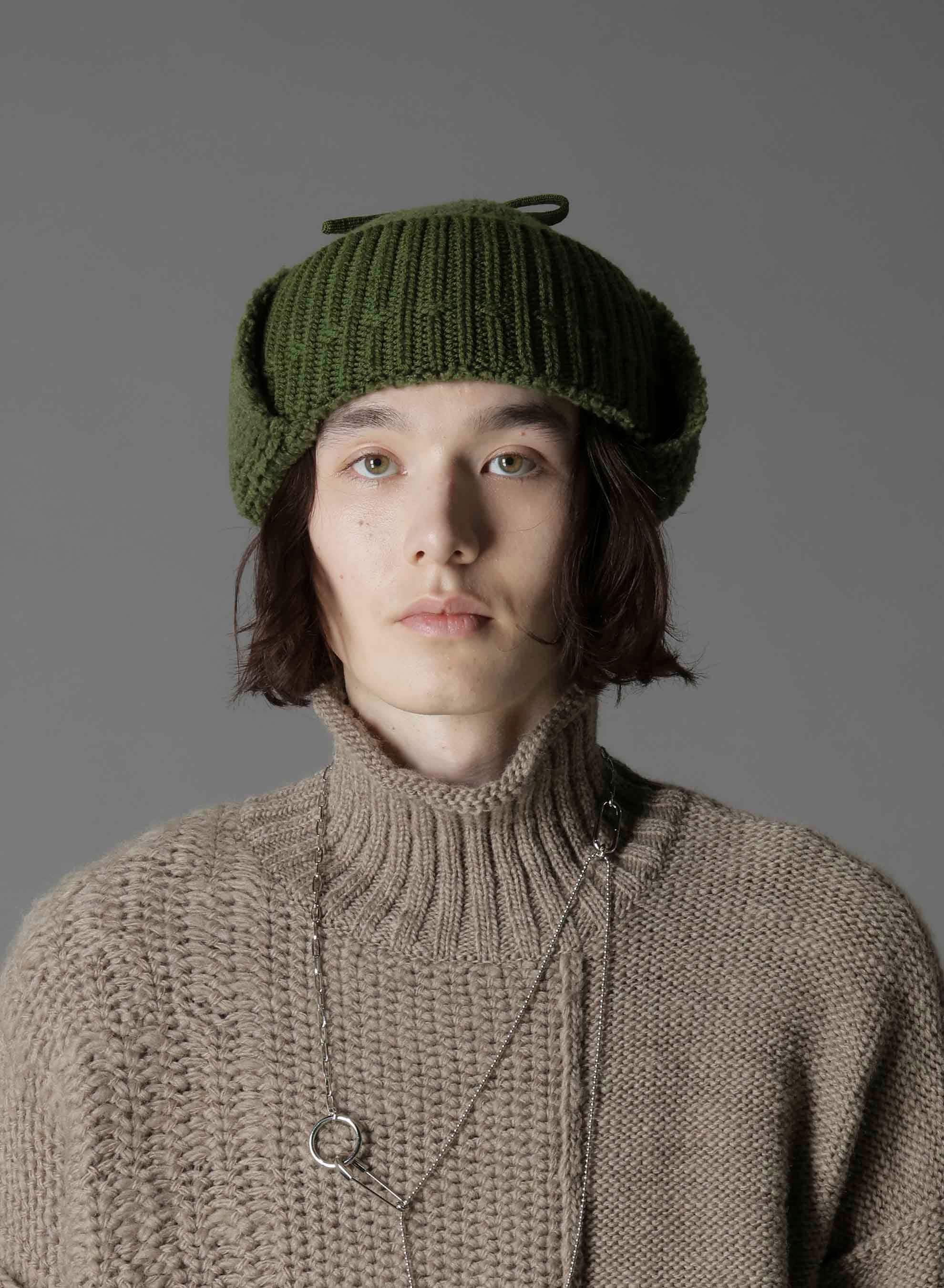 Wool boa+EX FineMerino Wool FLIGHT KNIT CAP