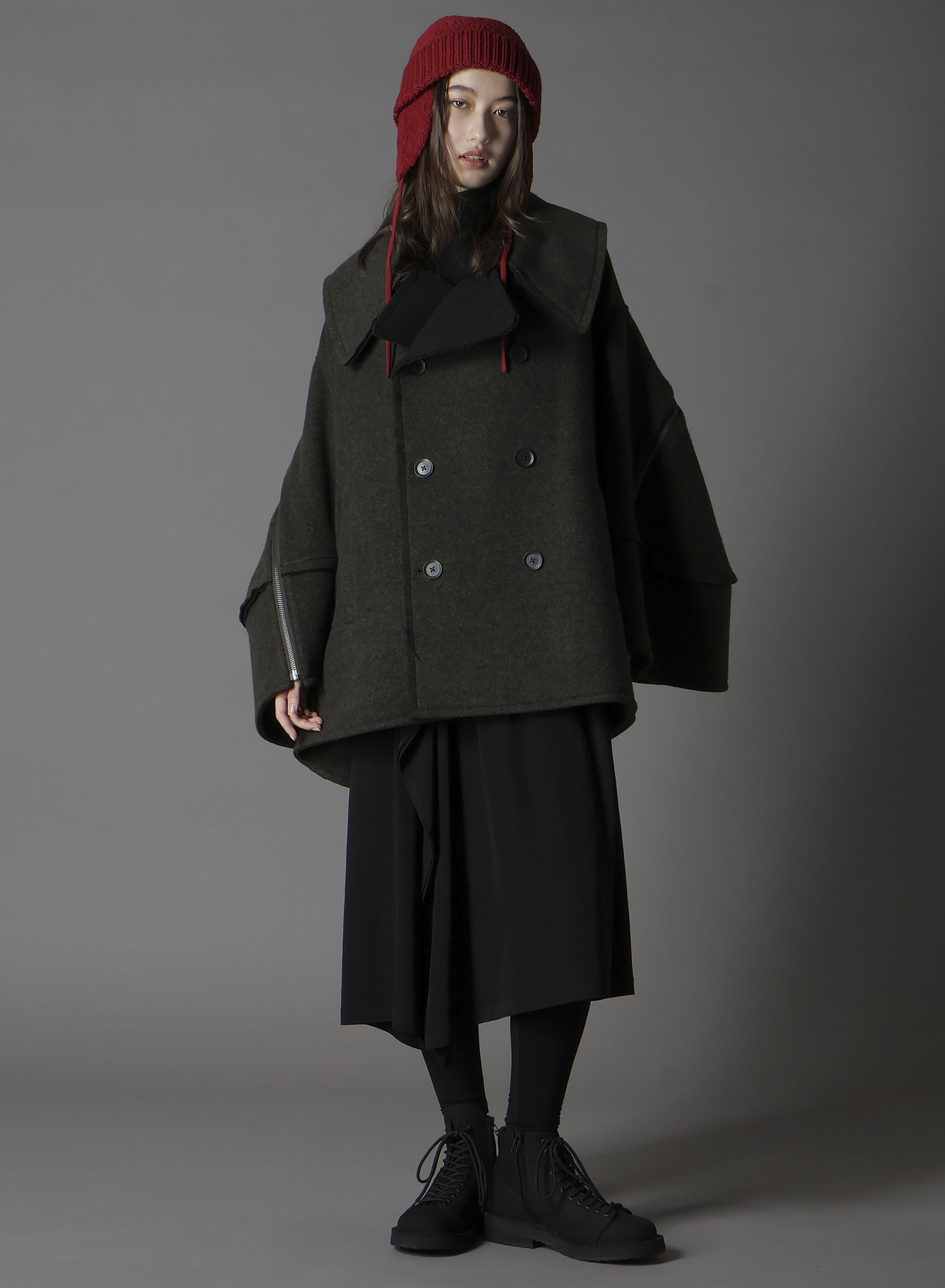 Wool boa+EX FineMerino Wool FLIGHT KNIT CAP