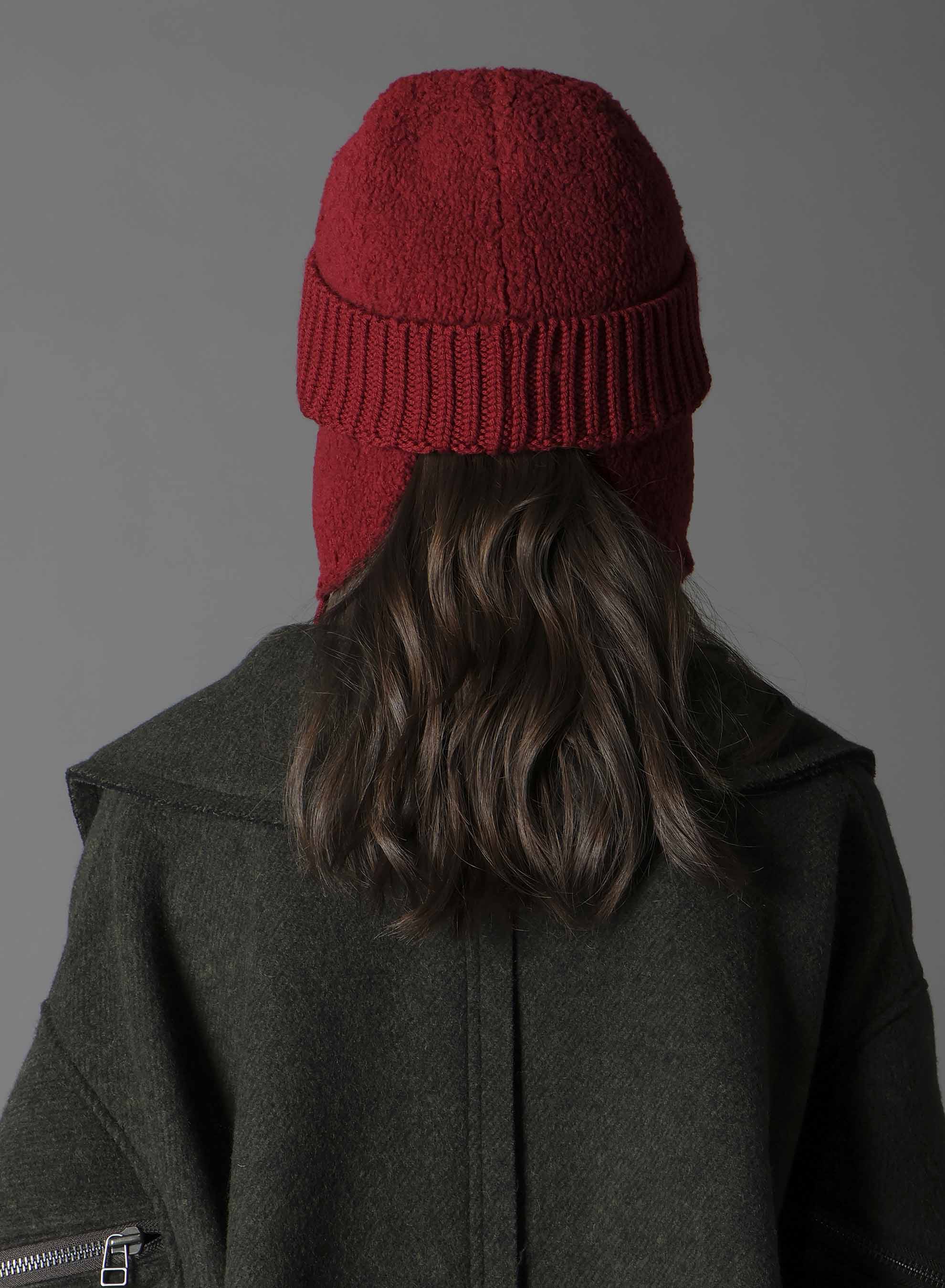 Wool boa+EX FineMerino Wool FLIGHT KNIT CAP