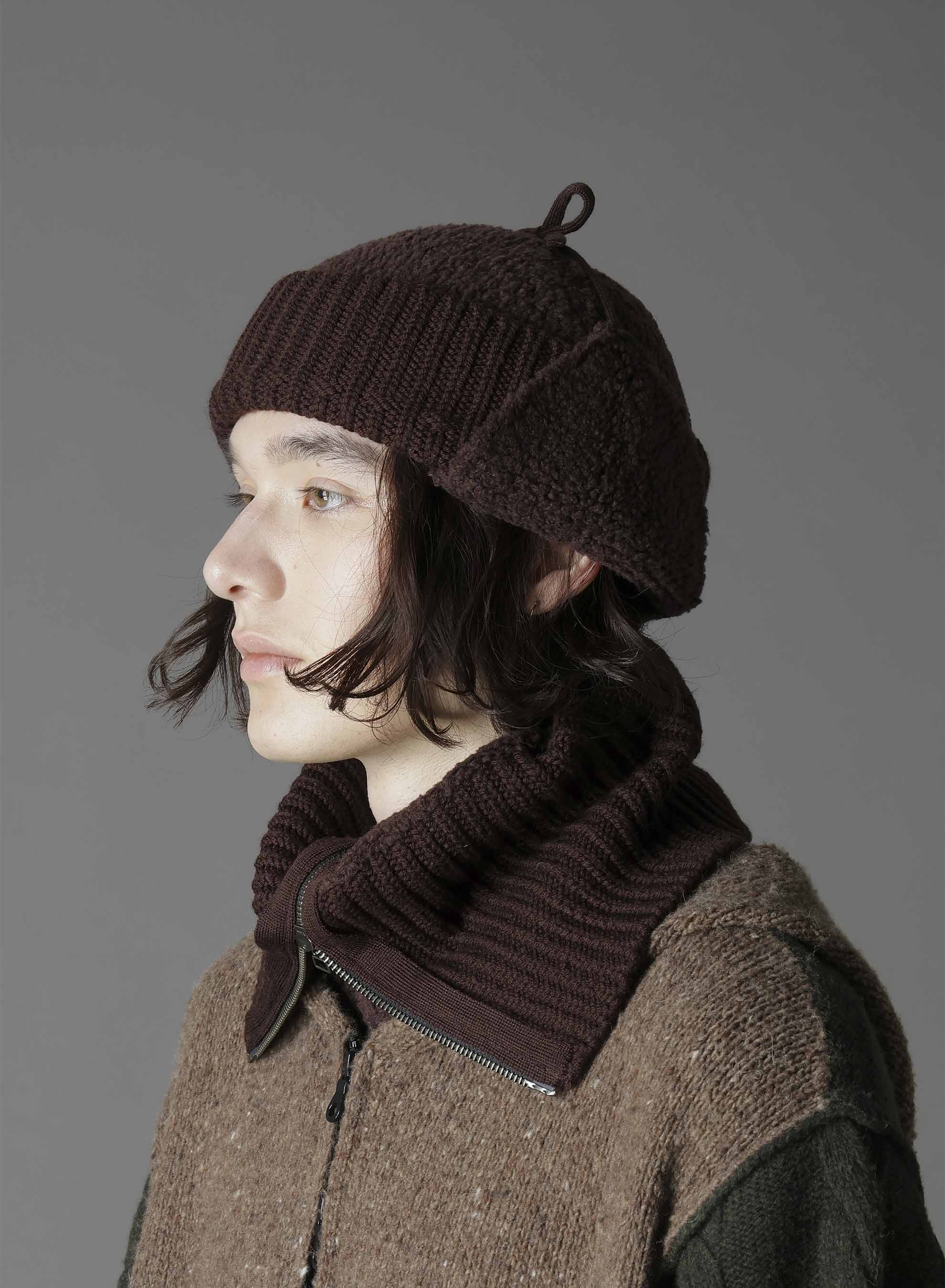 Wool boa+EX FineMerino Wool FLIGHT KNIT CAP