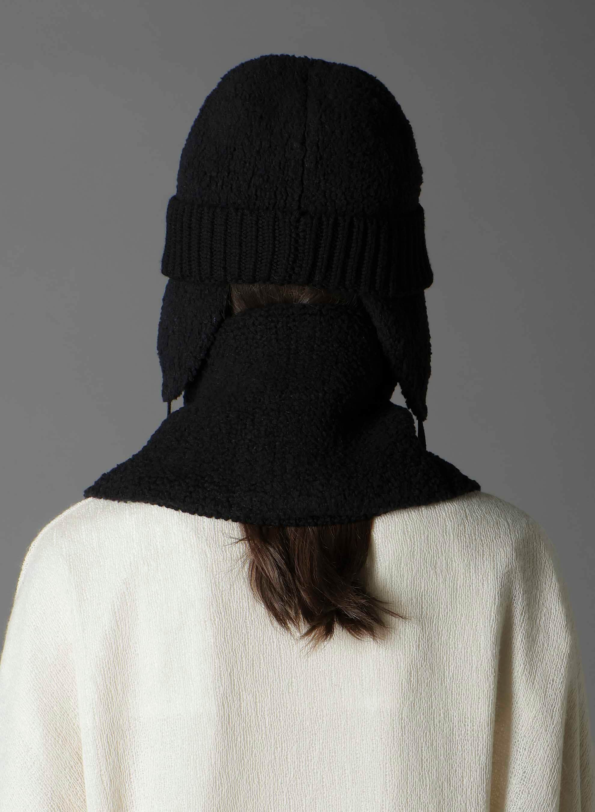 Wool boa+EX FineMerino Wool FLIGHT KNIT CAP
