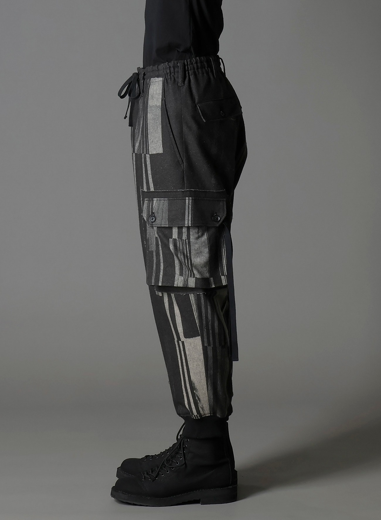 FLANNEL STRIPE PATTERN STANDARD RIBBED HEM CARGO