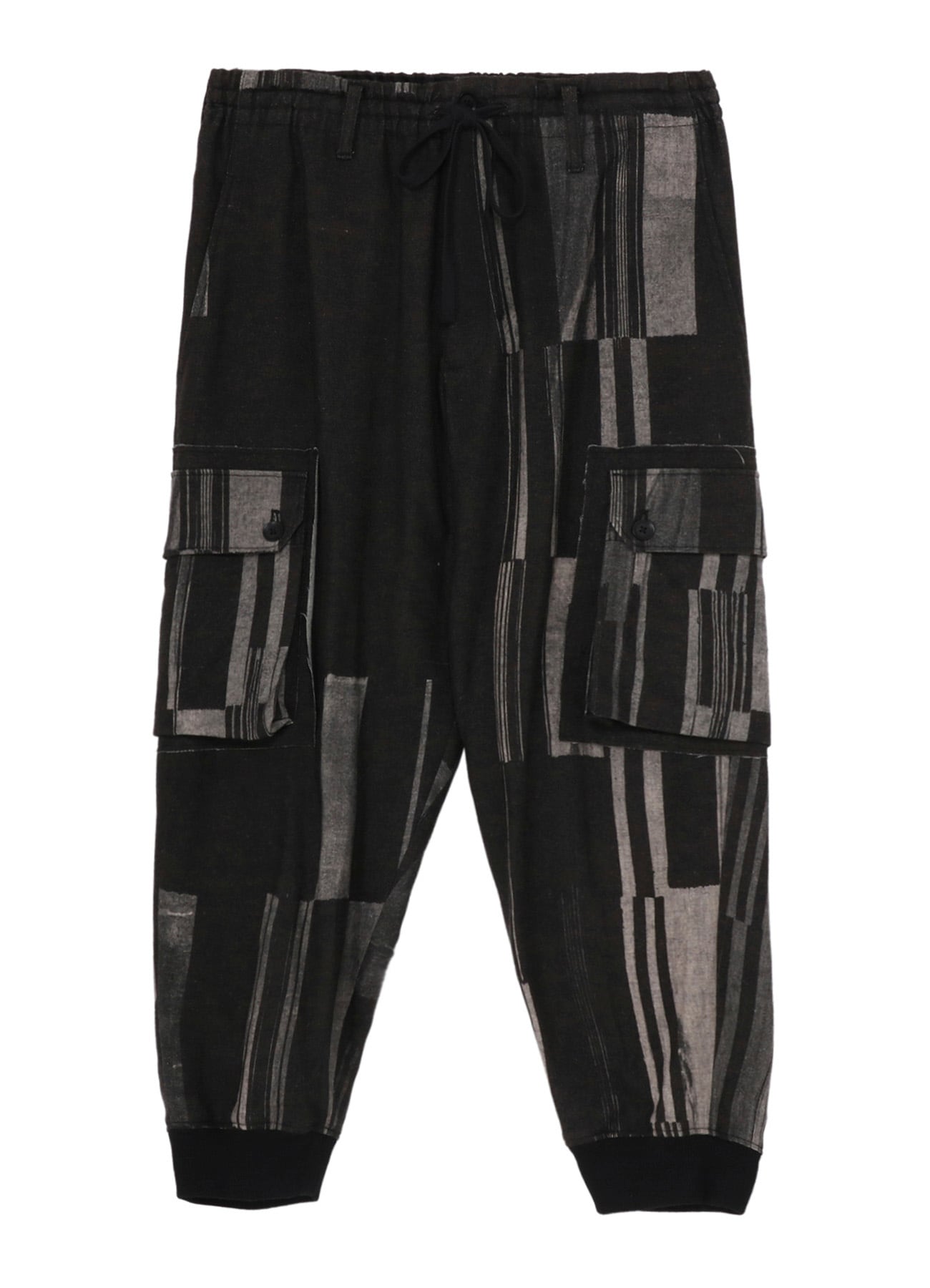 FLANNEL STRIPE PATTERN STANDARD RIBBED HEM CARGO