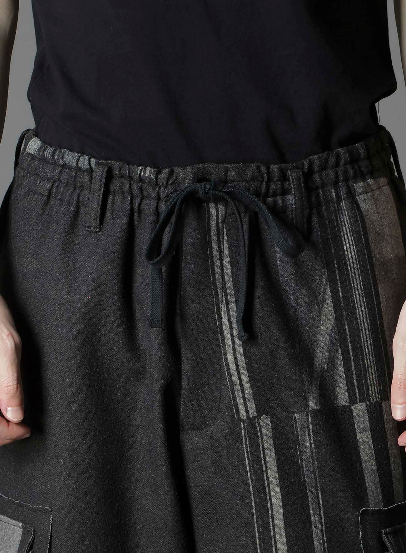 FLANNEL STRIPE PATTERN STANDARD RIBBED HEM CARGO
