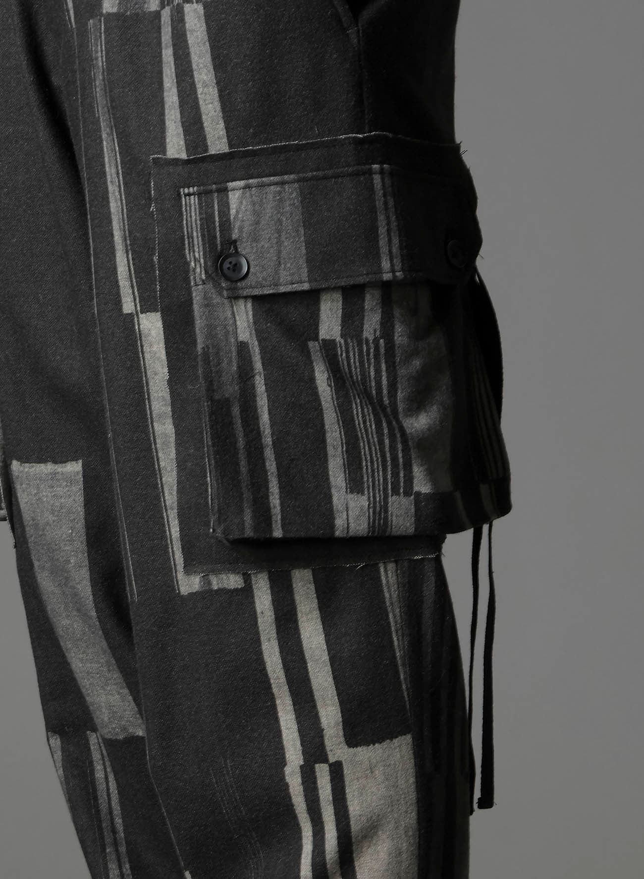 FLANNEL STRIPE PATTERN STANDARD RIBBED HEM CARGO
