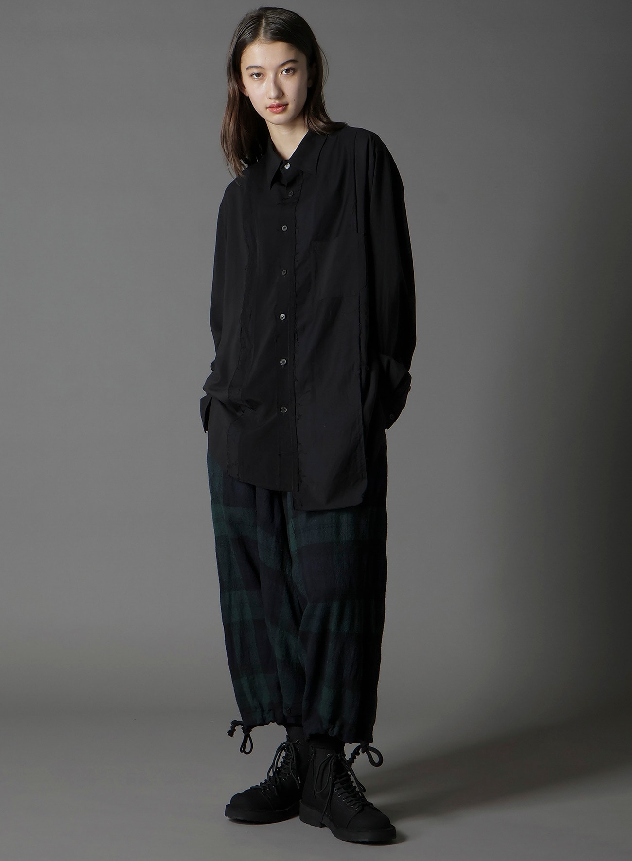 BIG REFINE  PLAID INSEAM BUTTON SAROUEL PANTS