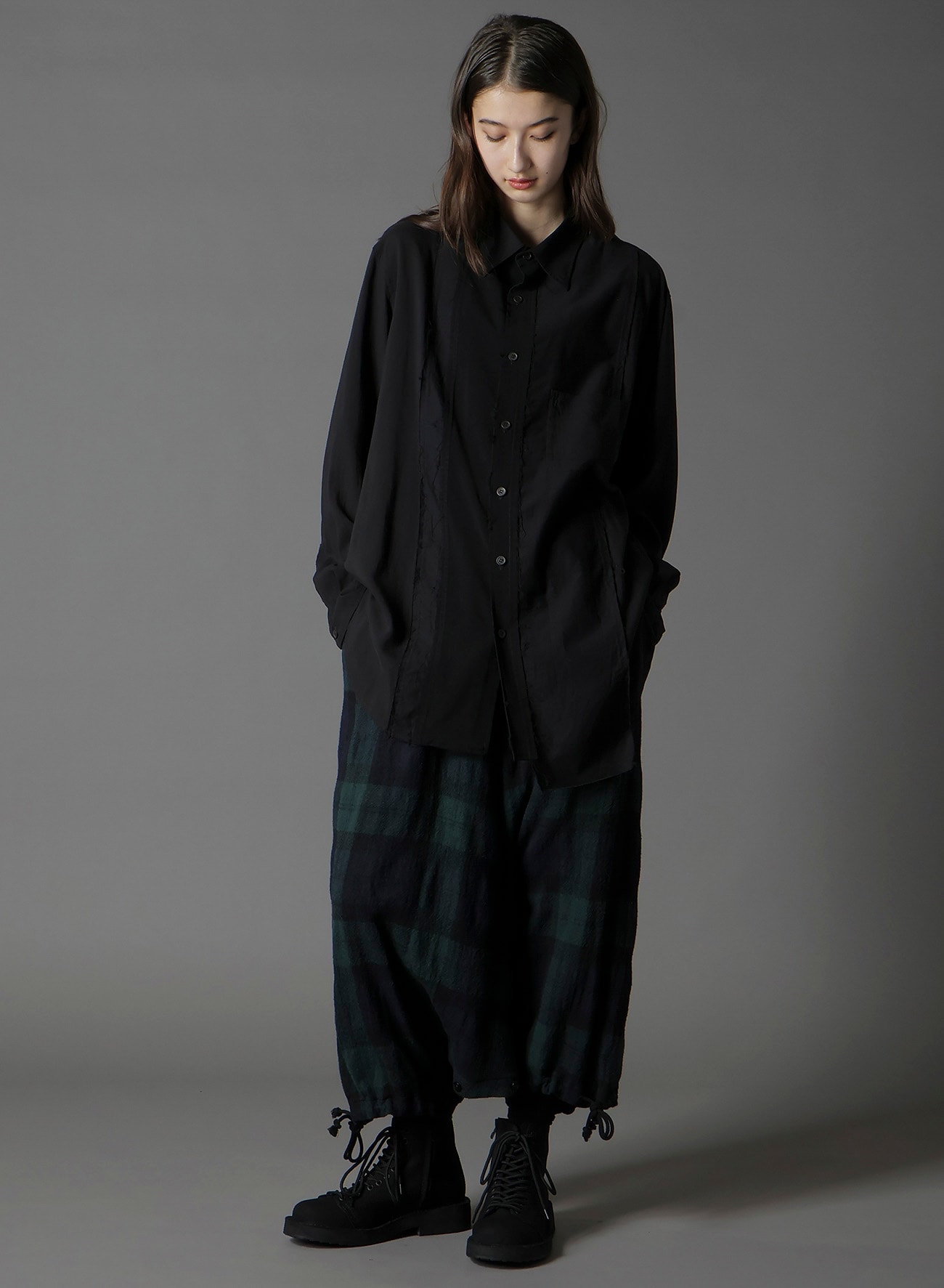 BIG REFINE  PLAID INSEAM BUTTON SAROUEL PANTS