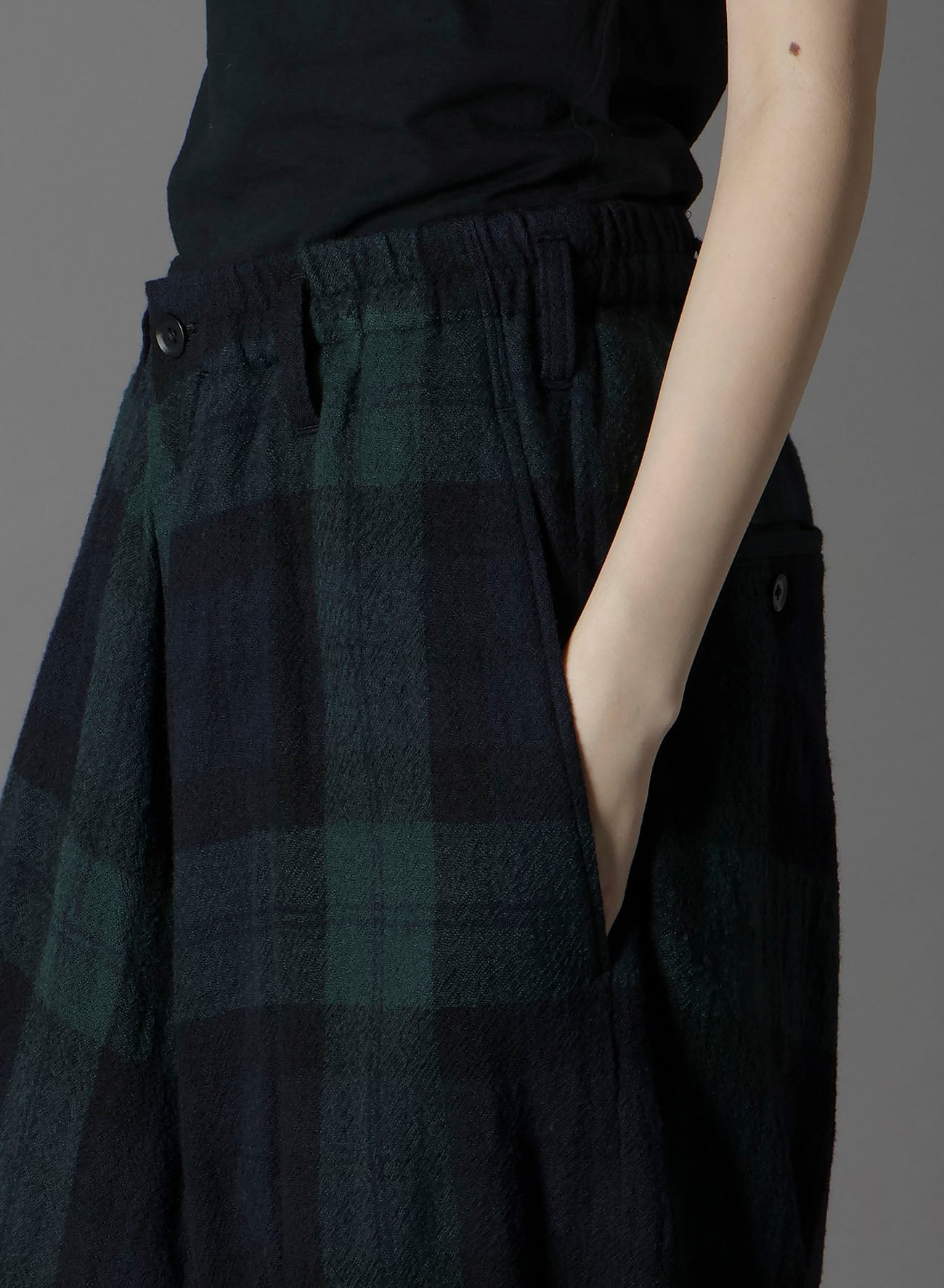 BIG REFINE  PLAID INSEAM BUTTON SAROUEL PANTS