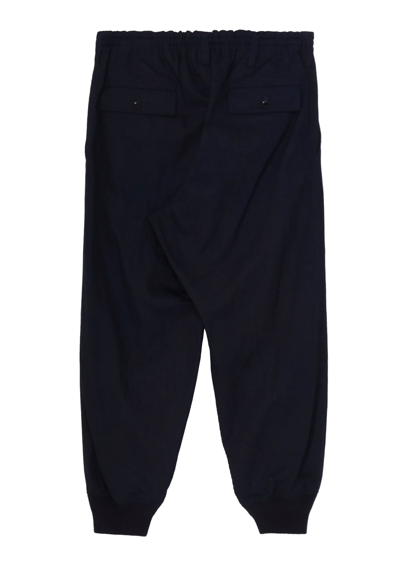 INDIGO DYED COTTON TWILL RIBBED HEM PANTS(FREE SIZE Indigo