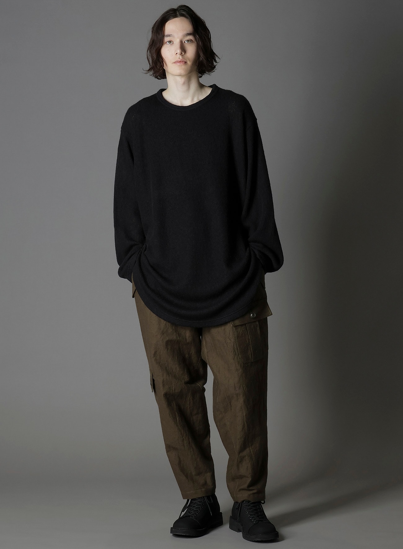 COTTON FLAX MOLESKIN POCKET SLIM PANTS
